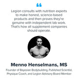 LEGION Whey+ Isolat, parfum gâteau d’anniversaire, goût naturel et agréable.
