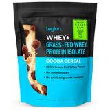 LEGION Whey+ isolat emballage cacao céréales, protéine naturelle et goût gourmand.