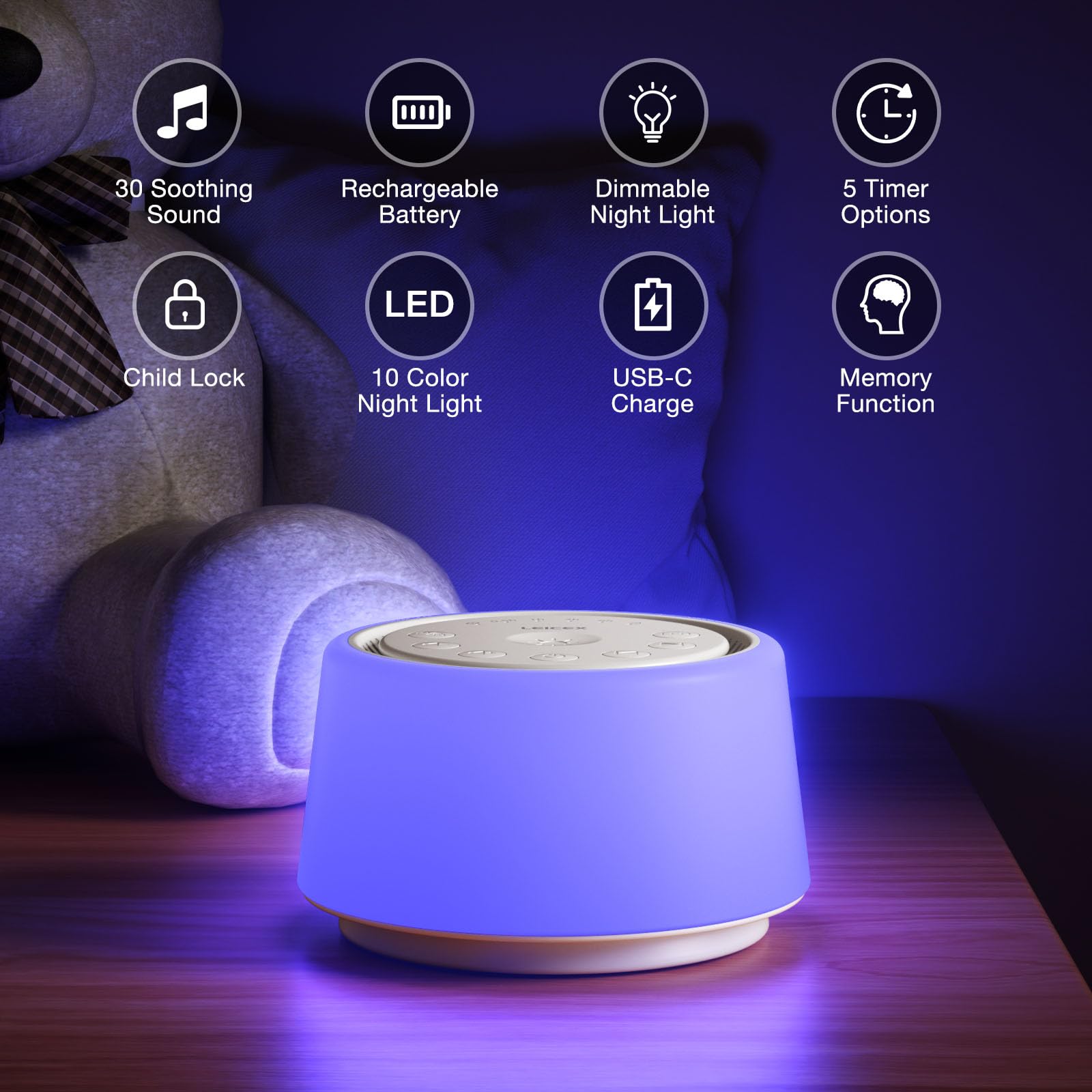 Lampe tactile LEICEX avec 10 couleurs pour créer l'ambiance parfaite dans la nurserie.