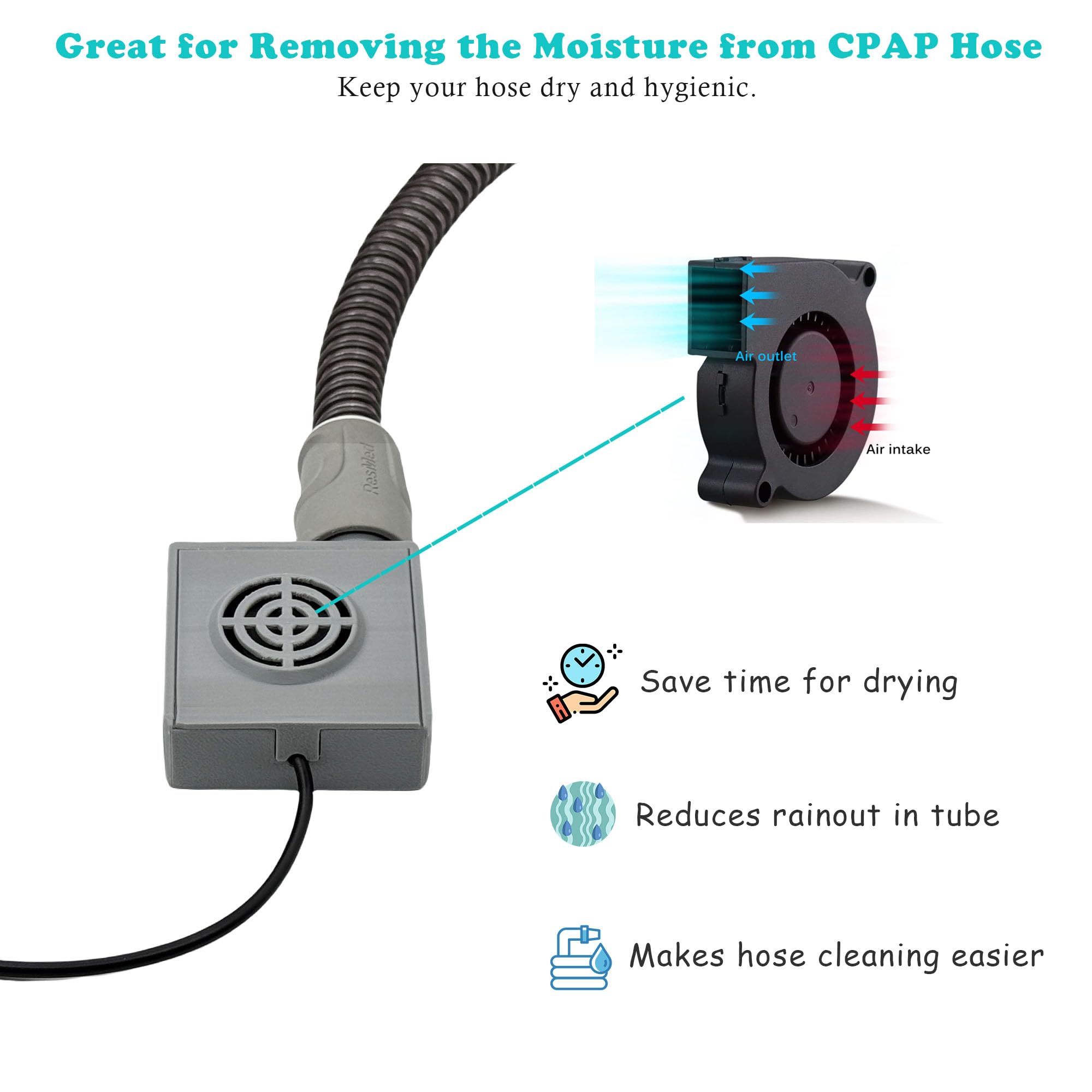 Lemintae design portable pour tuyau CPAP, léger et compact, parfait en voyage.