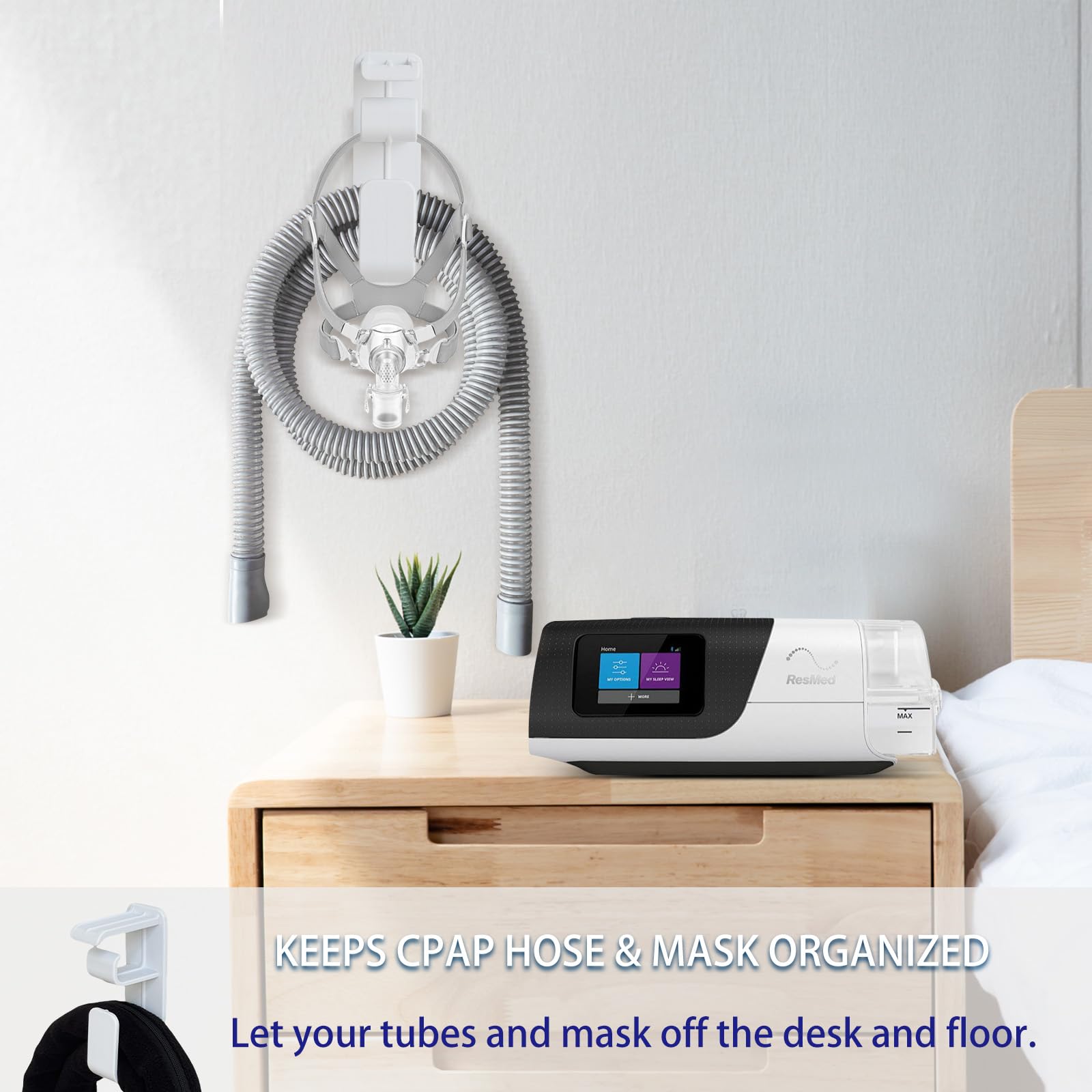 Lemintae organisation tuyau et masque CPAP pour un espace net
