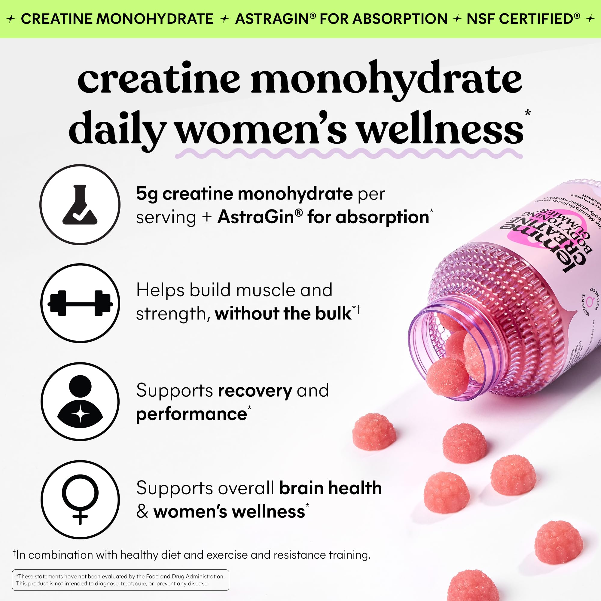 Lemme Creatine Monohydrate Gummies – goût fraise acide, goûtez une saveur pratique et rafraîchissante.