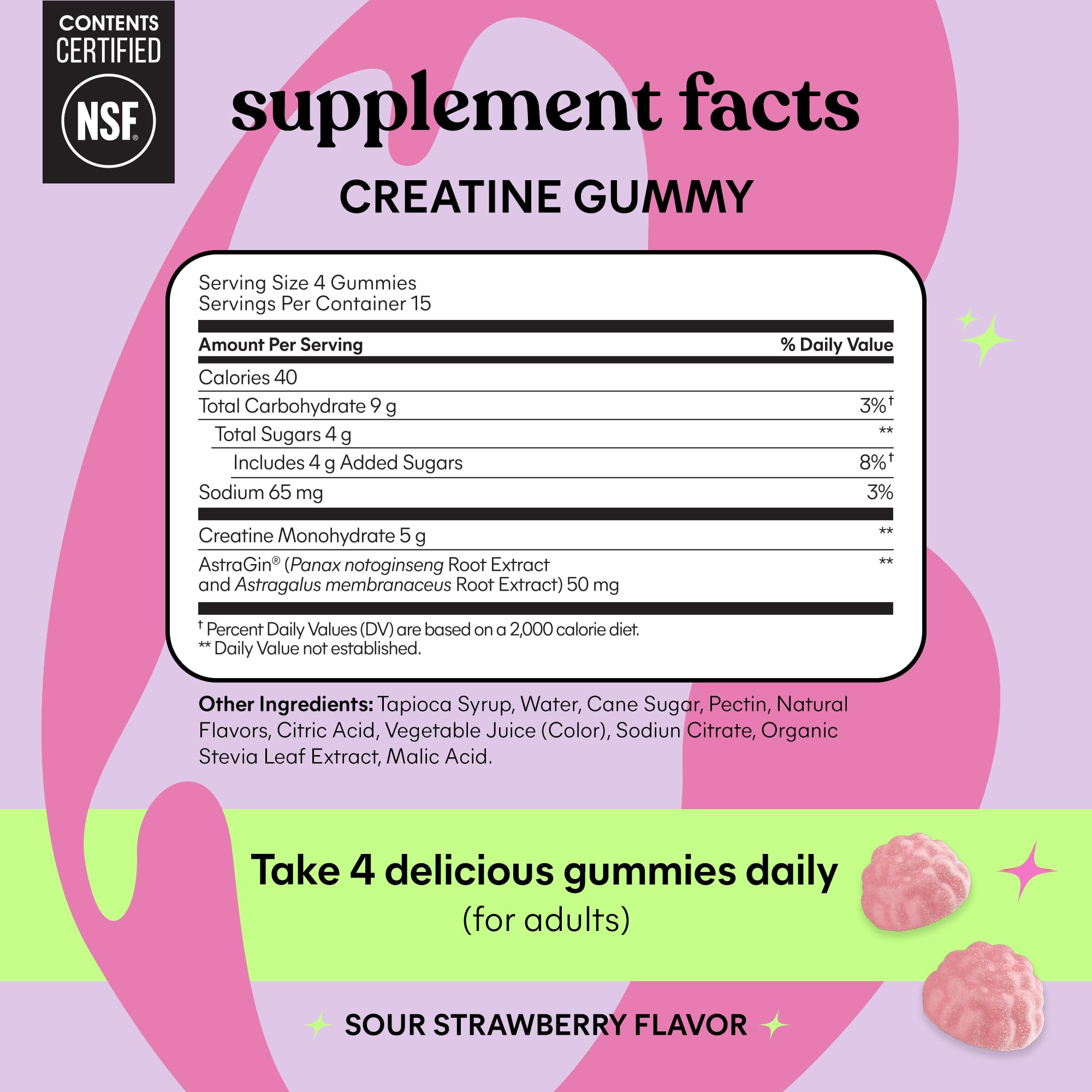 Lemme Creatine Monohydrate Gummies – pratique avant l’entraînement, sans shaker.