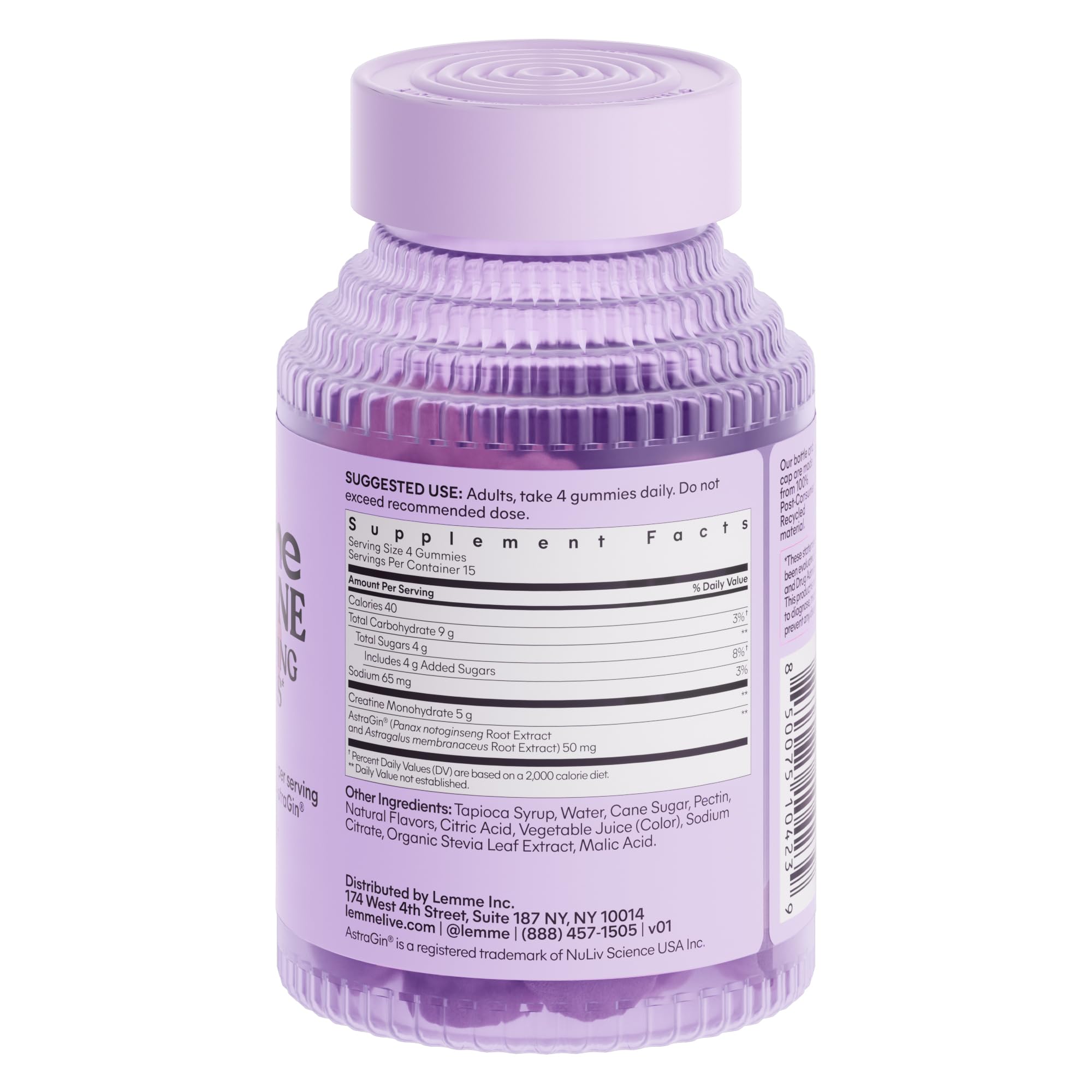 Lemme Creatine Monohydrate Gummies – sans gluten et faciles à intégrer au régime.
