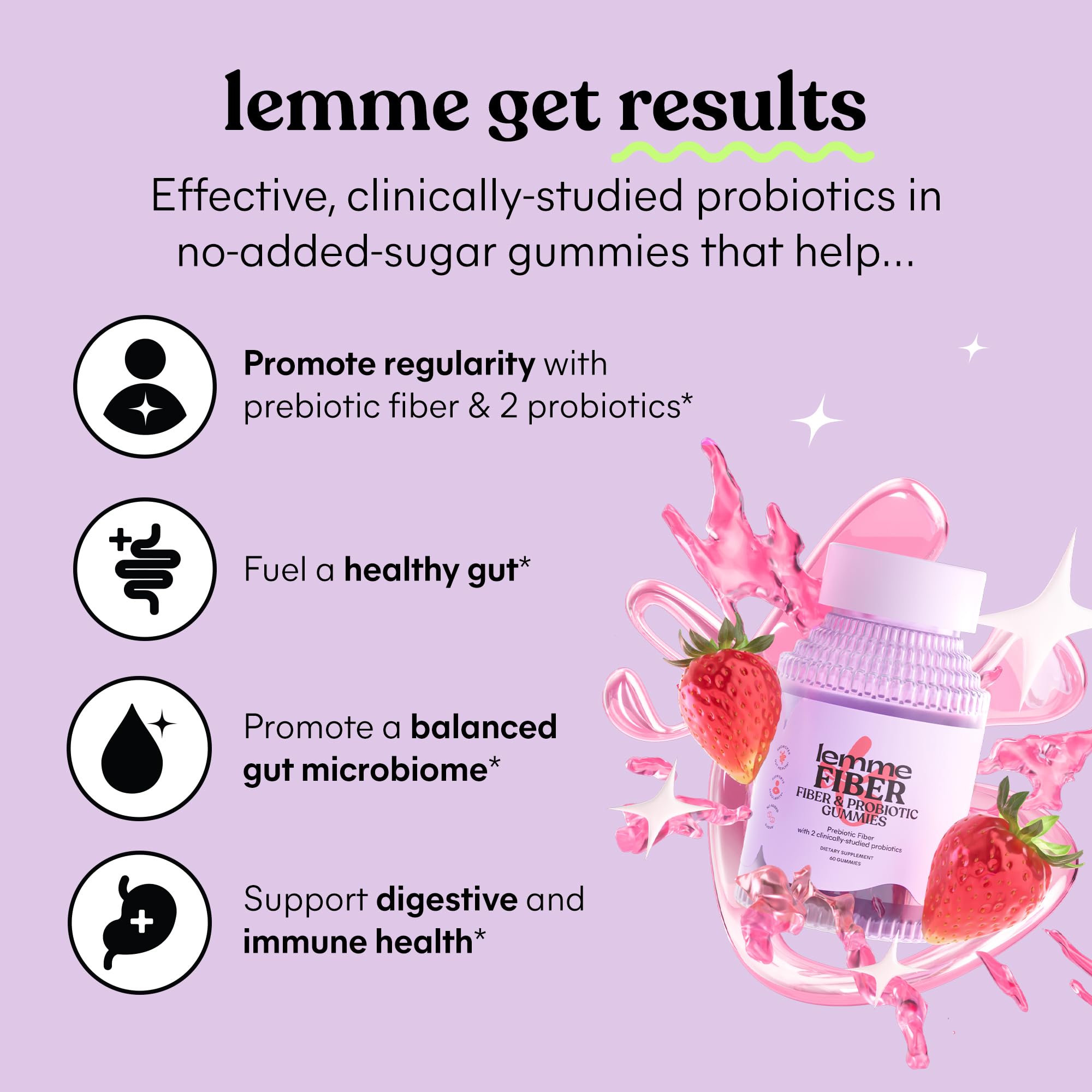 Saveur fraise des gommes Lemme sans sucre ajouté.