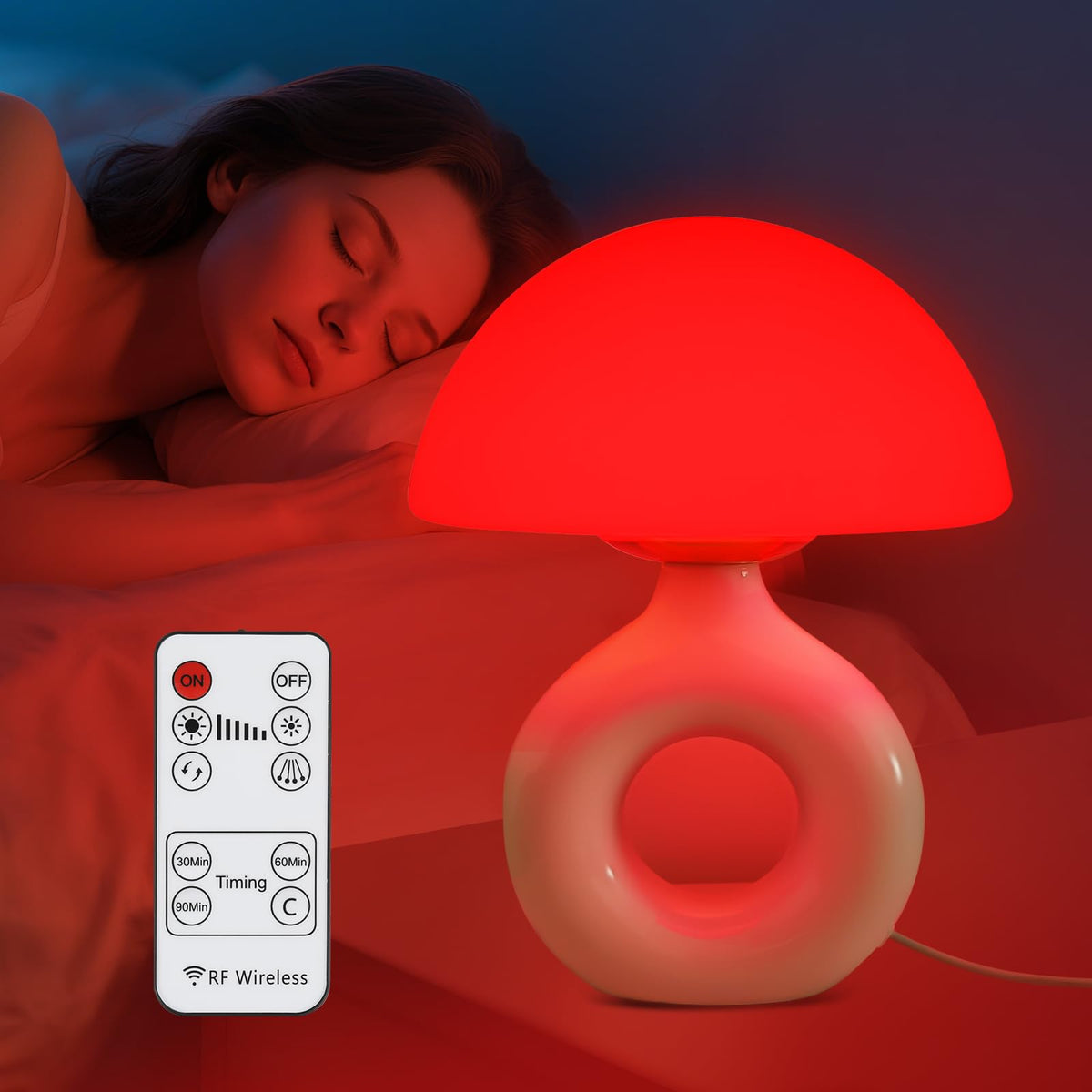 LemSen lampe champignon en verre pour une ambiance sommeil agréable