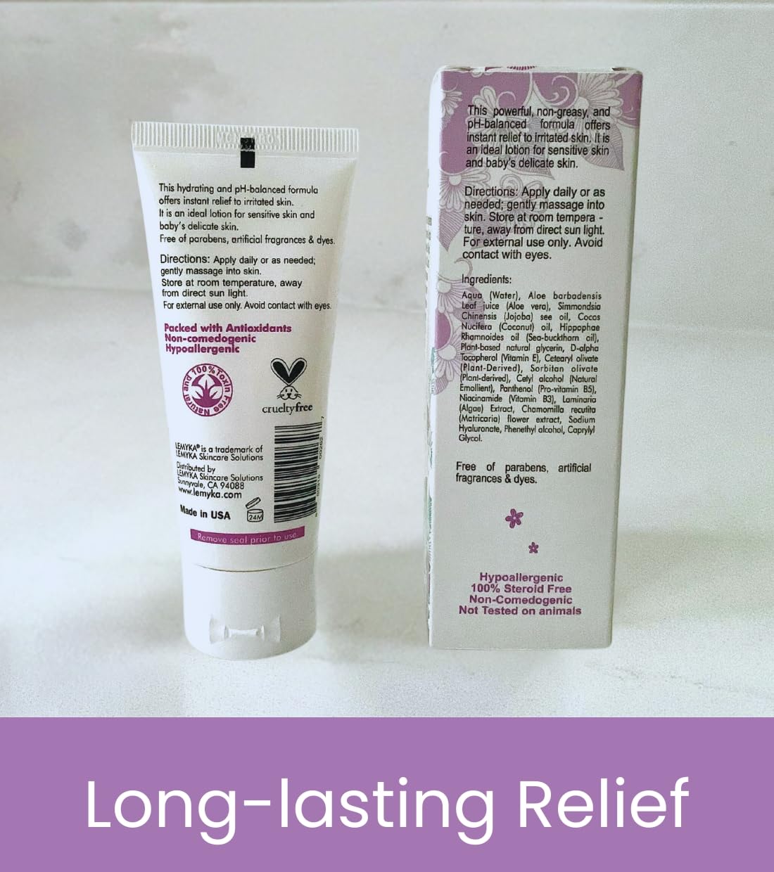 Application visage mains LEMYKA – soin doux pour peaux sensibles.