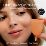LENA Sensitive Cup grande corail, capacité adaptée pour flux abondant.