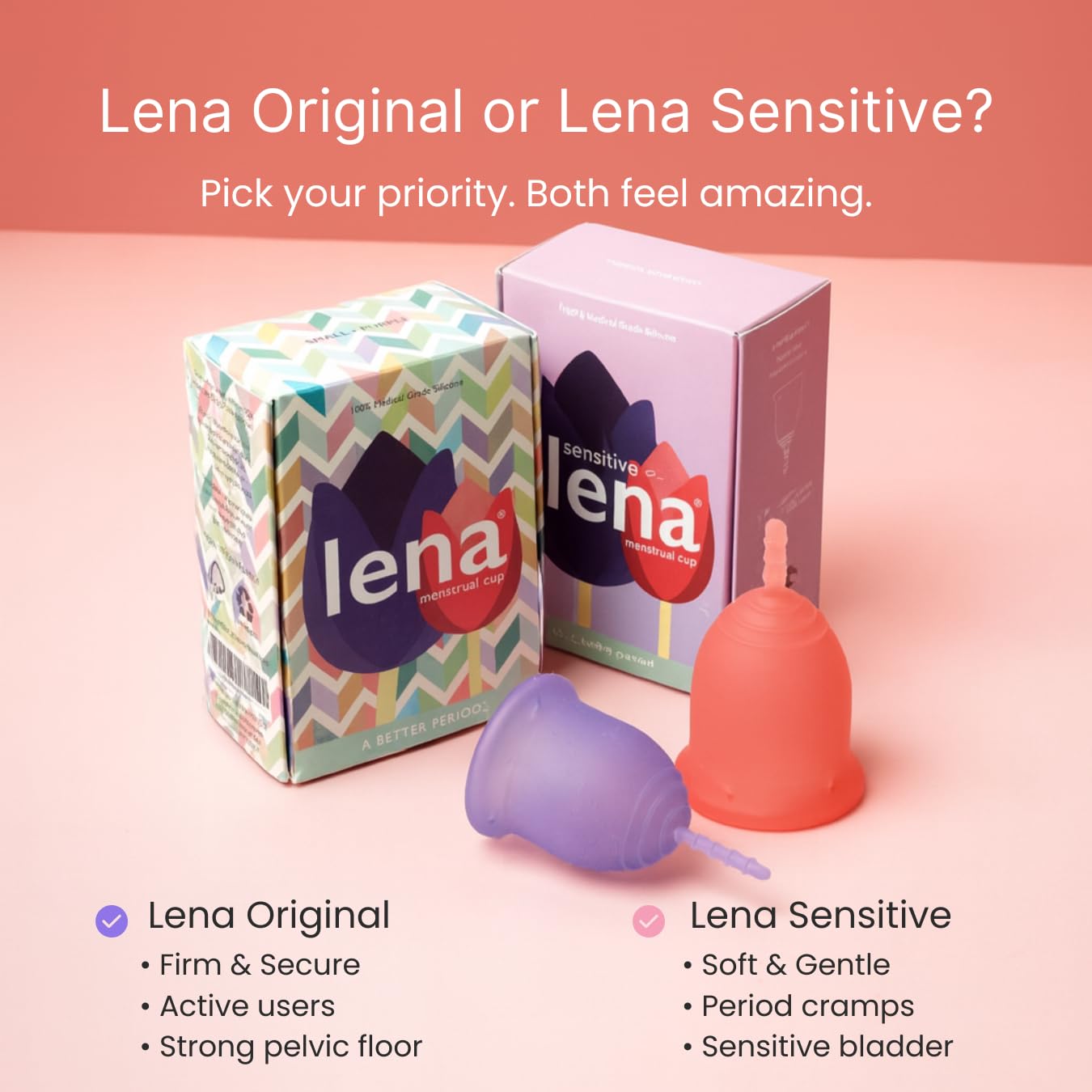 LENA Sensitive Cup hypoallergénique et sans BPA pour la peau.
