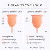 LENA Sensitive Cup protection 12 heures, fuite maîtrisée pendant la journée.
