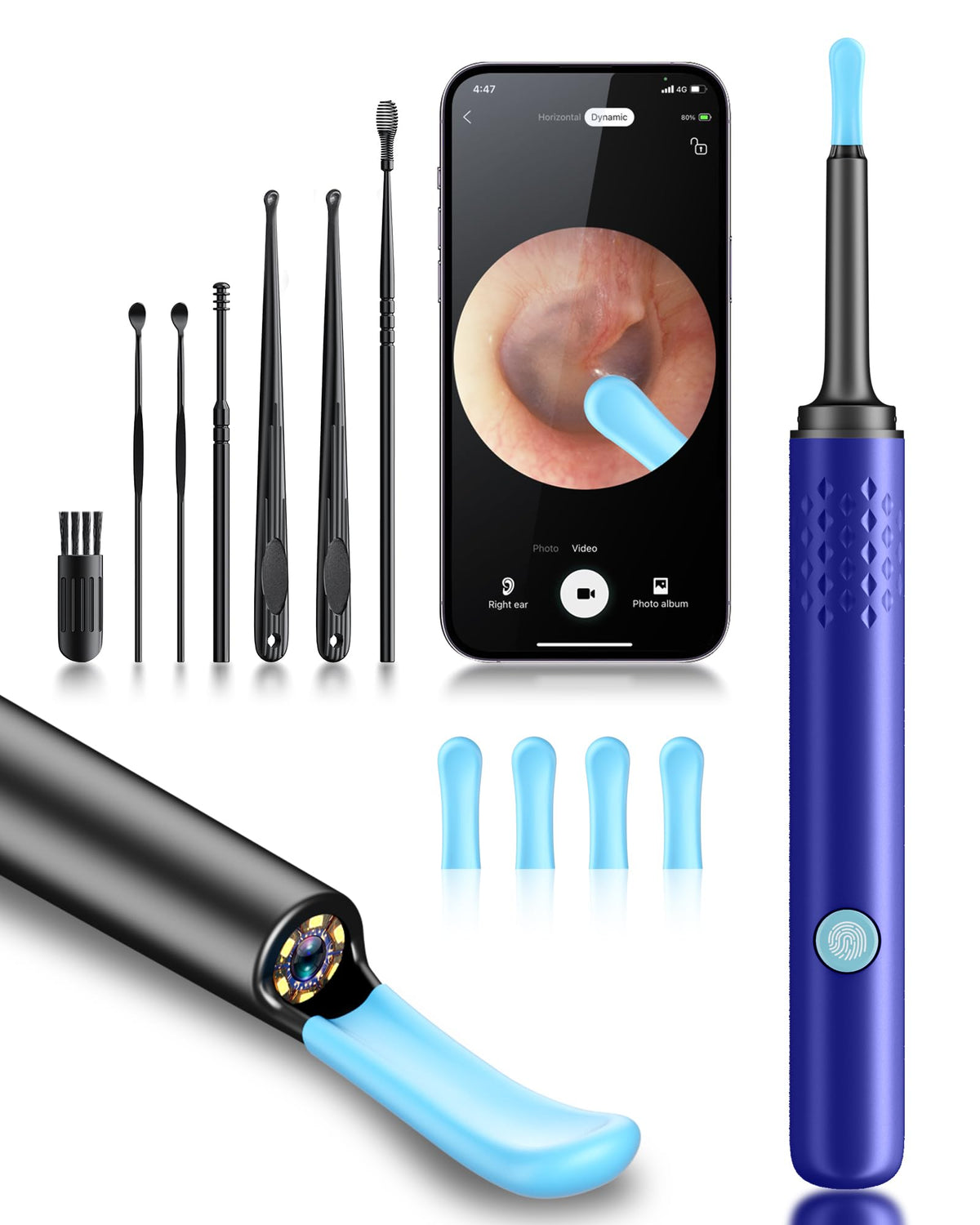 Caméra LENGIN oreille en 1080P avec LED pour une inspection précise.