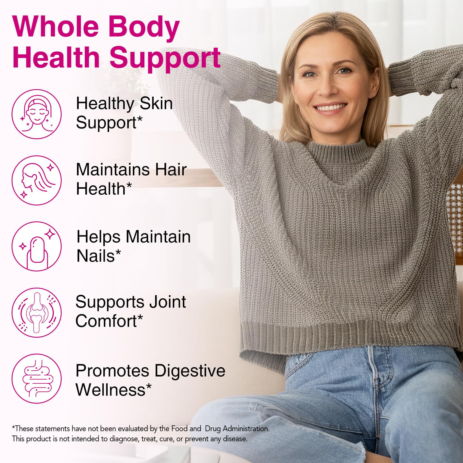 Lenm Multi Collagen : composition avec types I–X pour peau, cheveux et ongles.