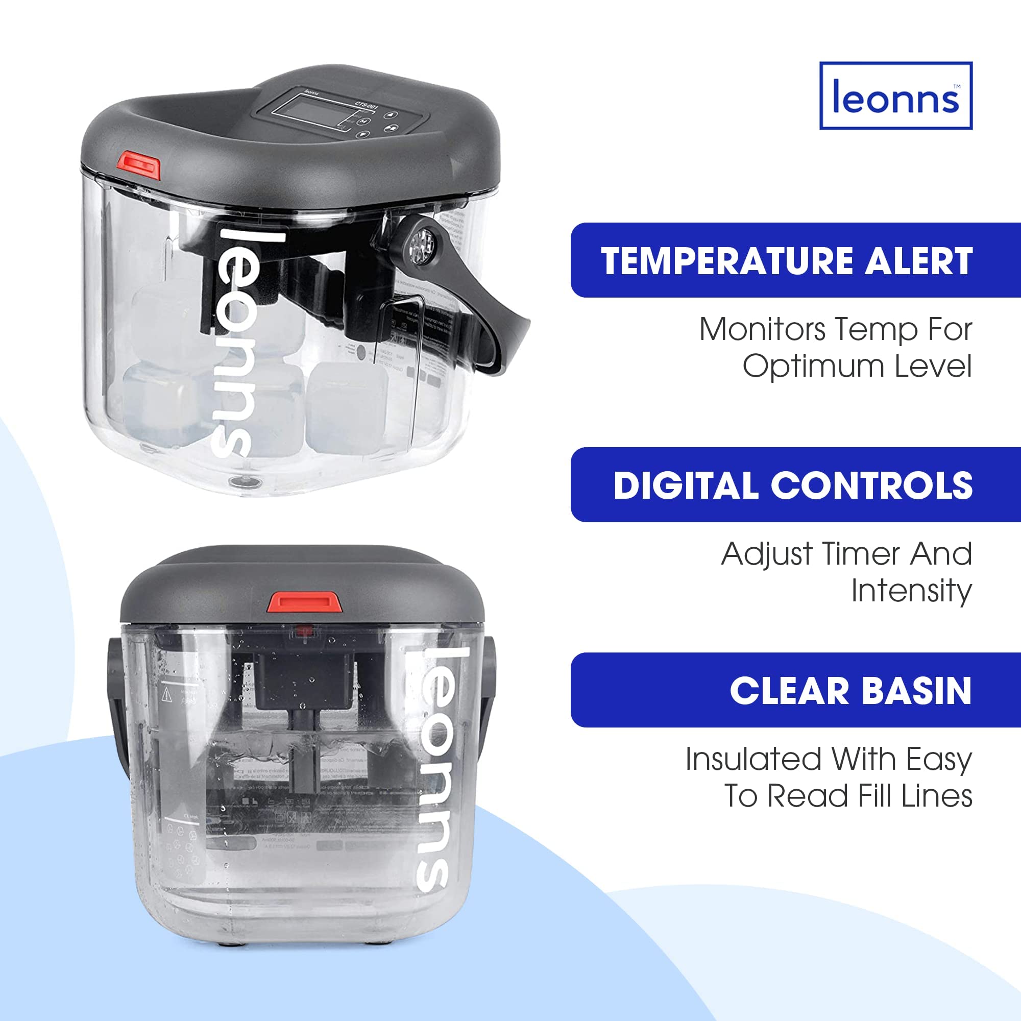 LEONNS digital control panel enables precise timing and temperature settings