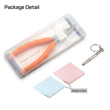 Contenu du pack pince, tournevis et chiffon pour lunettes