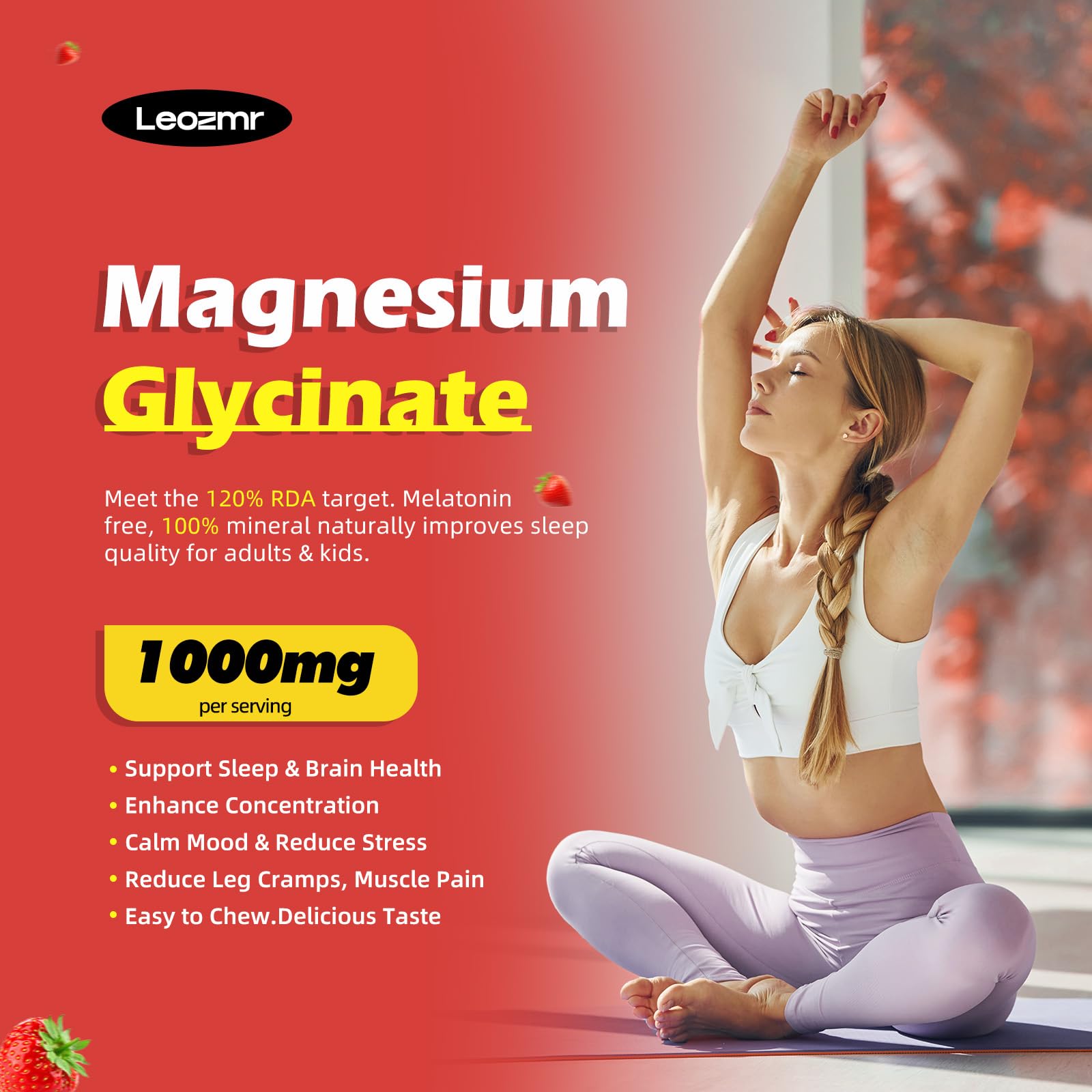 Bouteille Leozmr de gommes magnésium glycinate pratique.