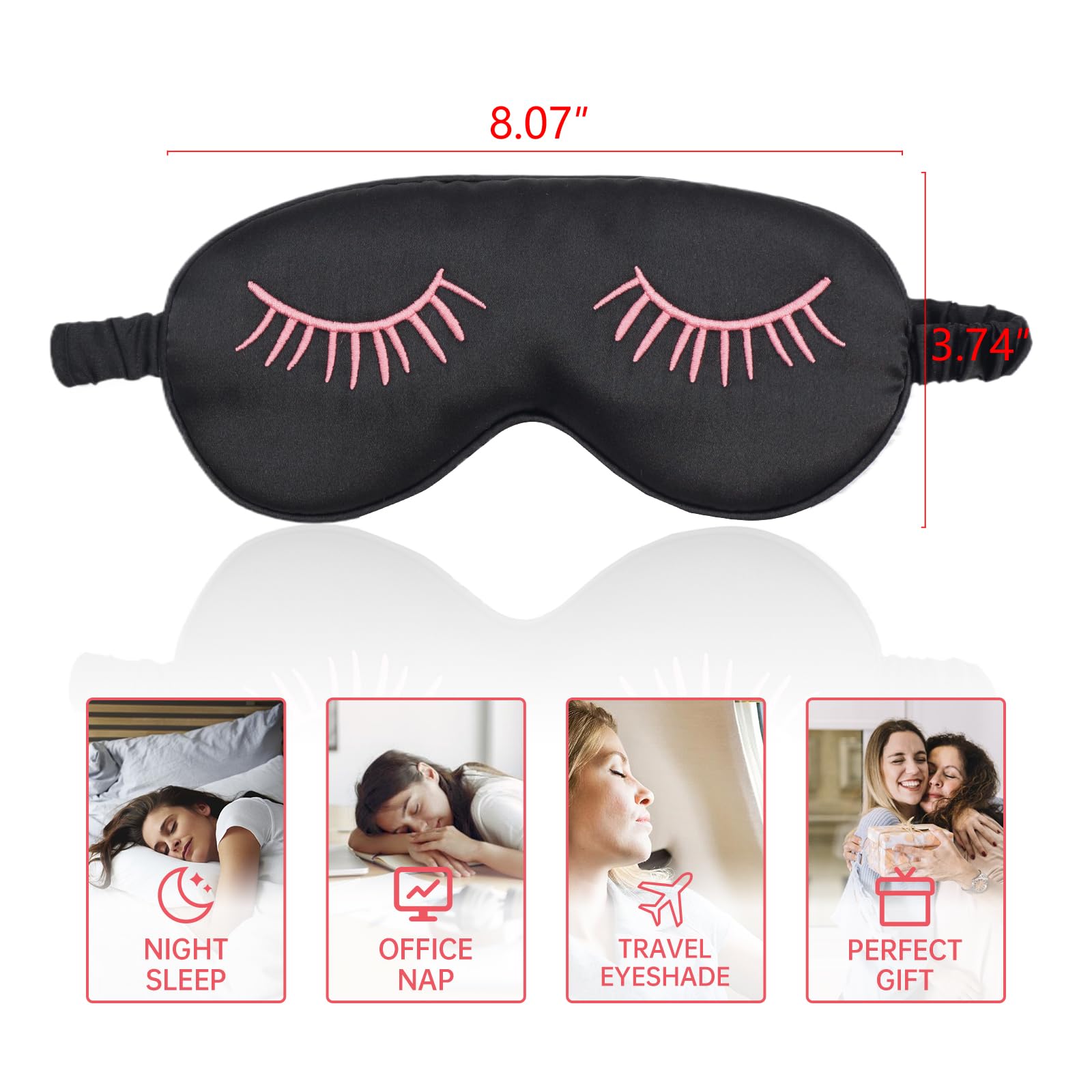 Masque yeux satin noir LERSVICVIL idéal pour le voyage et les siestes.