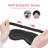 Masque yeux LERSVICVIL en satin noir avec élastique doux, porté sans pression.
