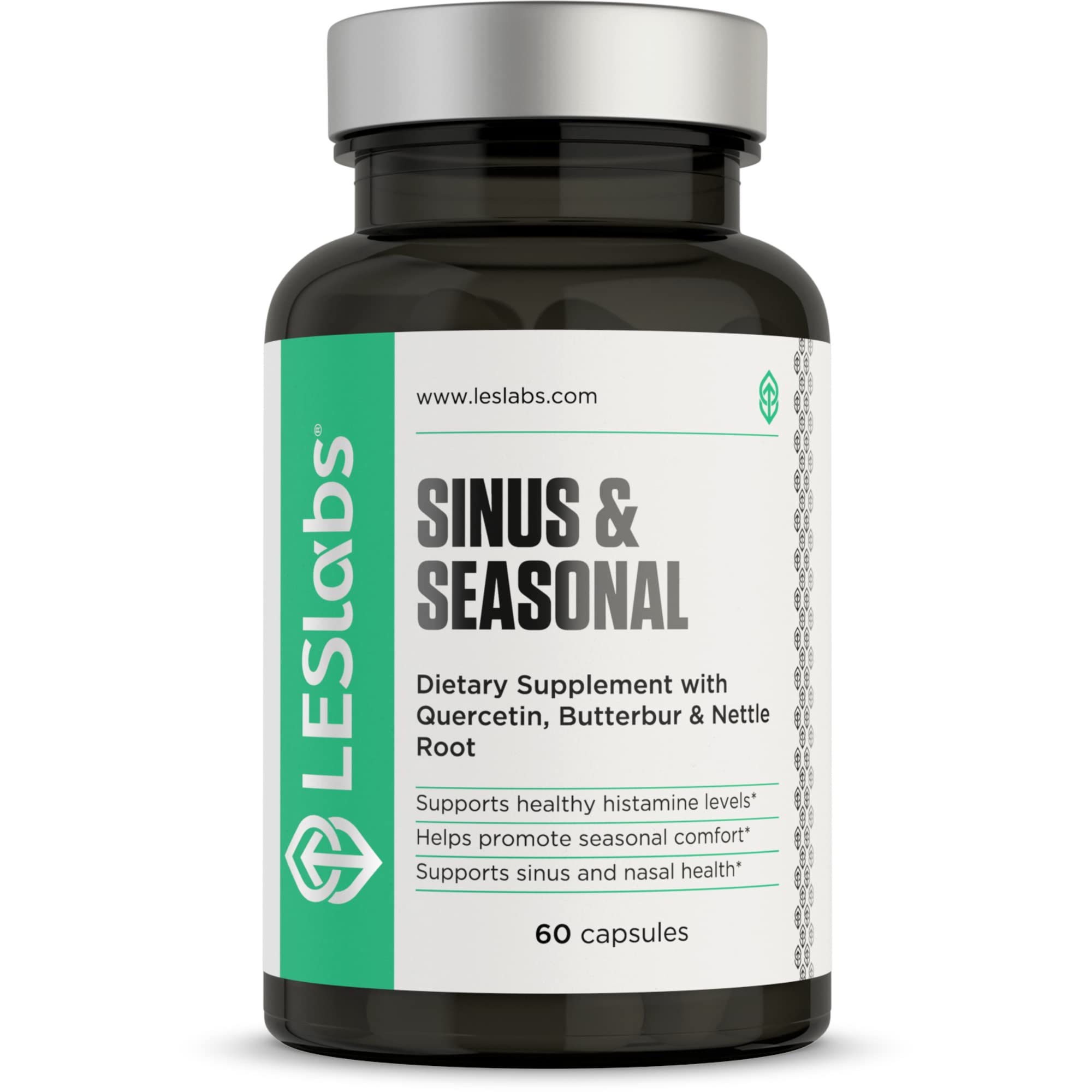 LES Labs Sinus & Saisons – bouteille ouverte, soutien potentiel à la santé nasale.