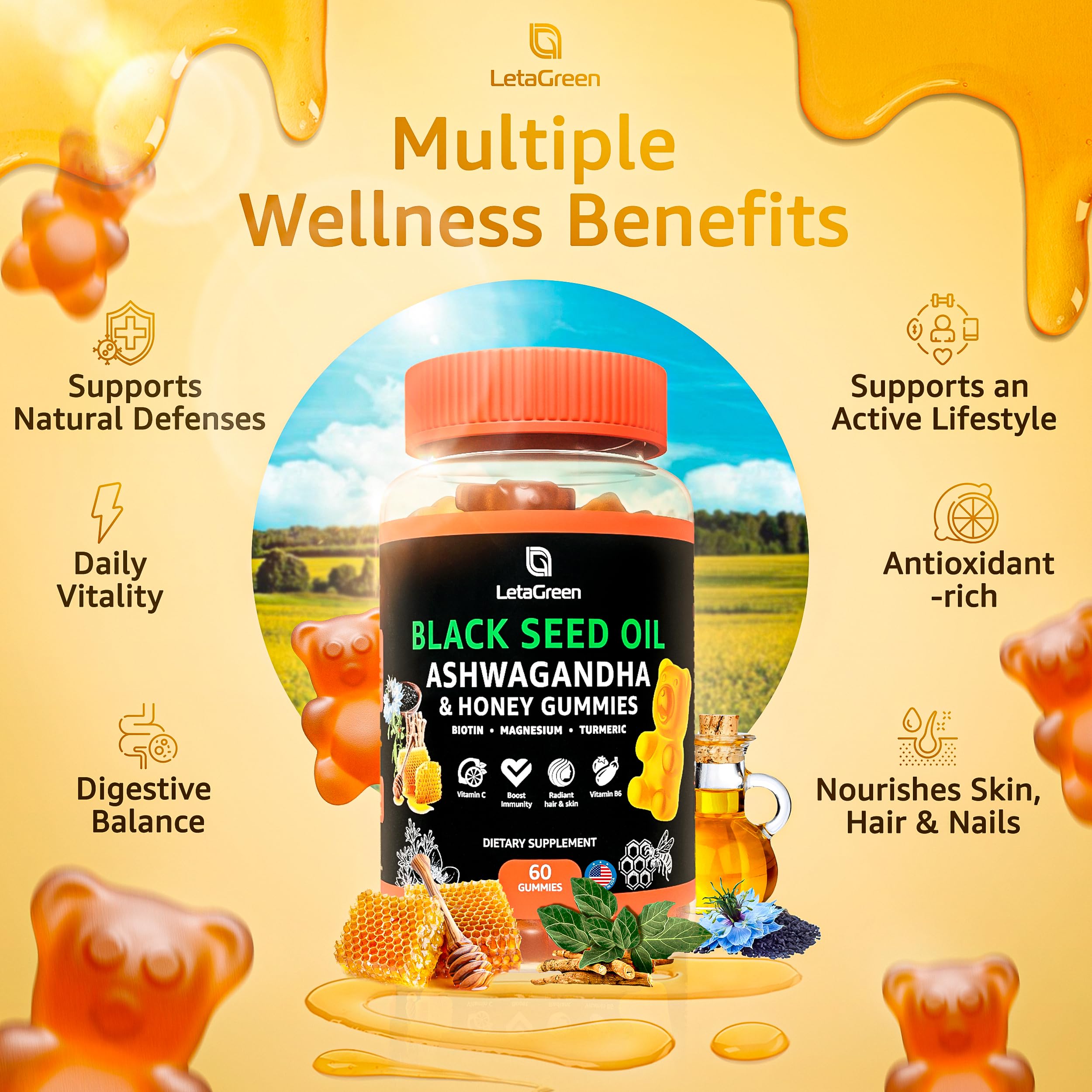 LetaGreen Gummies vinaigre de pomme, goût agréable et utilisation simple.