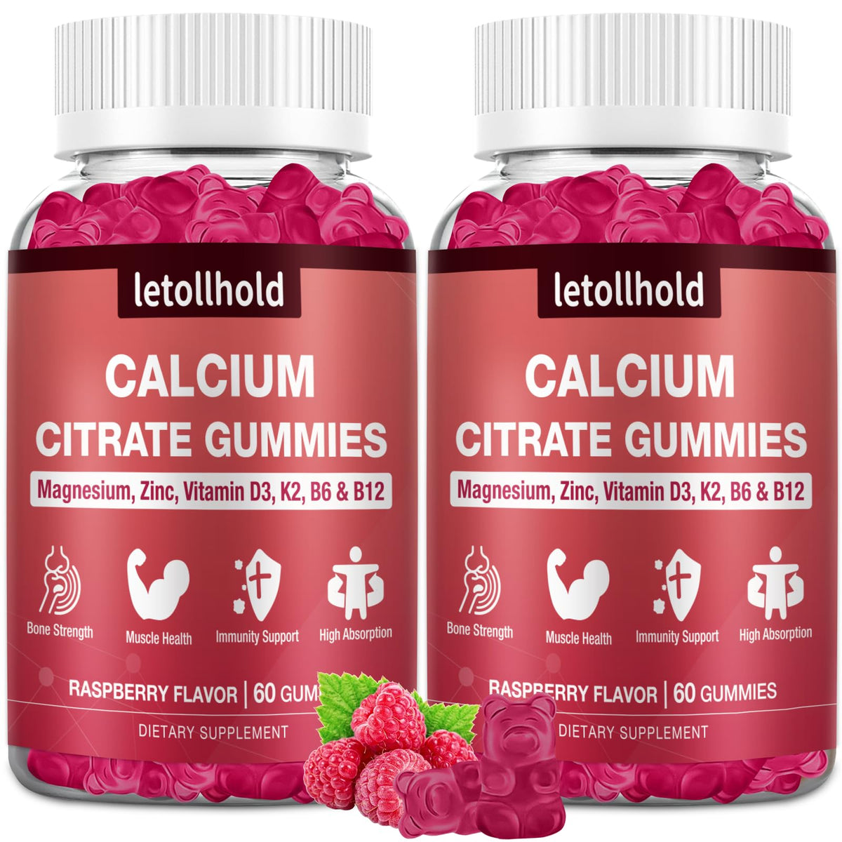 Letollhold calcium citrate framboise: soutien potentiel des os et du système musculaire.