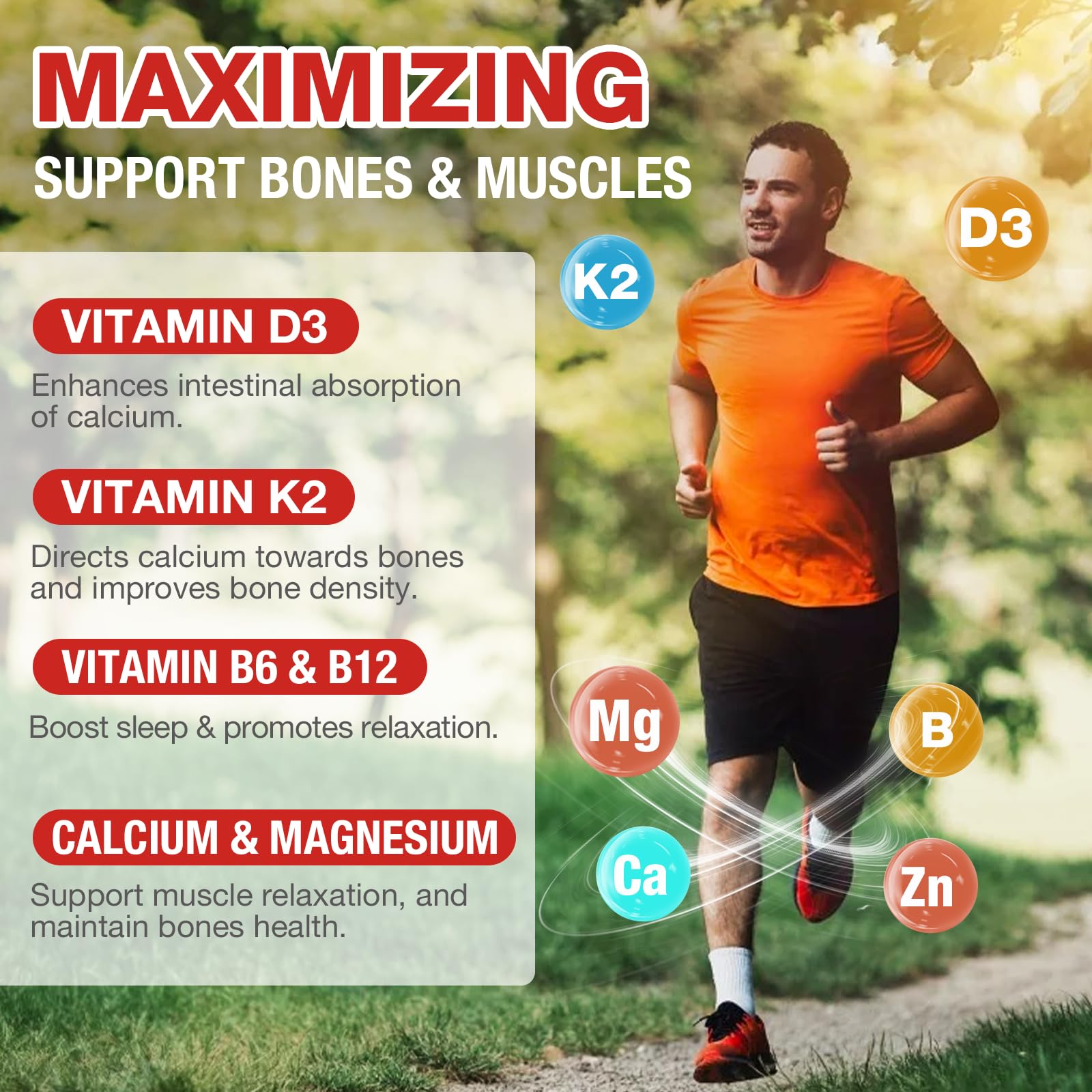 Calcium citrate Letollhold avec K2 et D3, favorise une meilleure distribution du calcium.