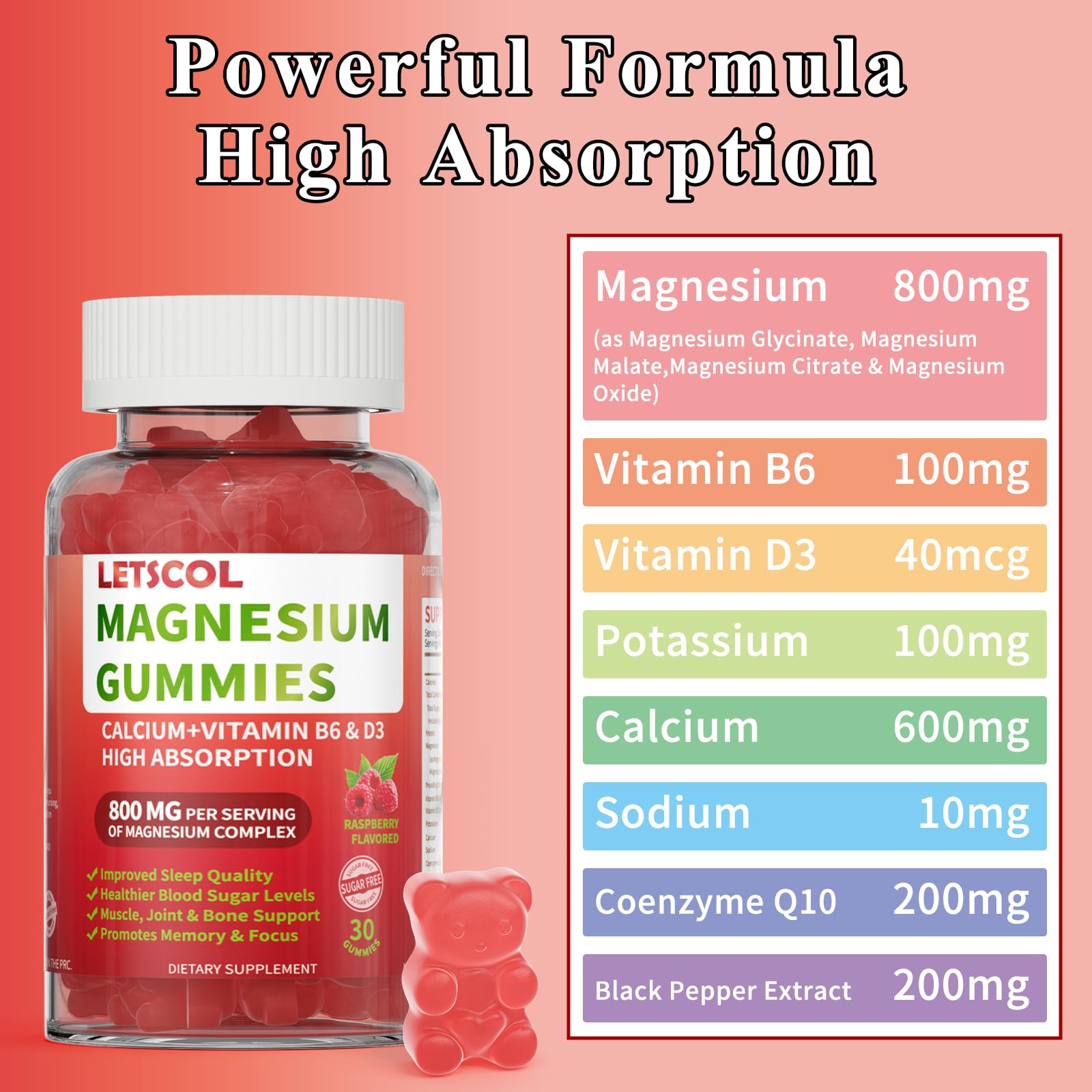 Gummies sans sucre et adaptées au régime végane, faciles à intégrer à votre routine.