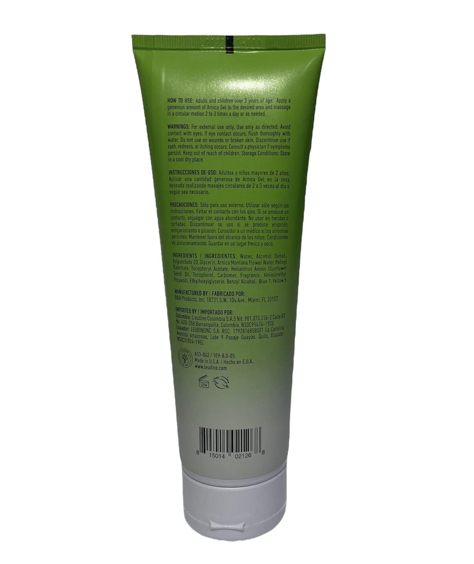 Emballage propre et pratique du pack Leudine Arnica Gel.
