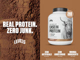 Levels Casein Chocolat, scoop illustré pour dose précise.