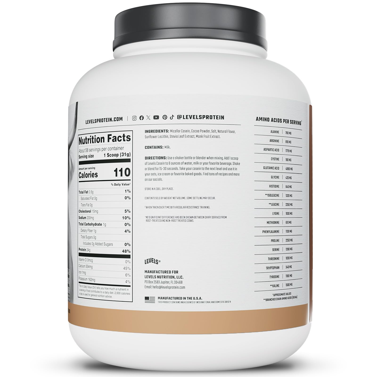 Levels Casein Microfiltration: procédé à froid préserve les protéines.