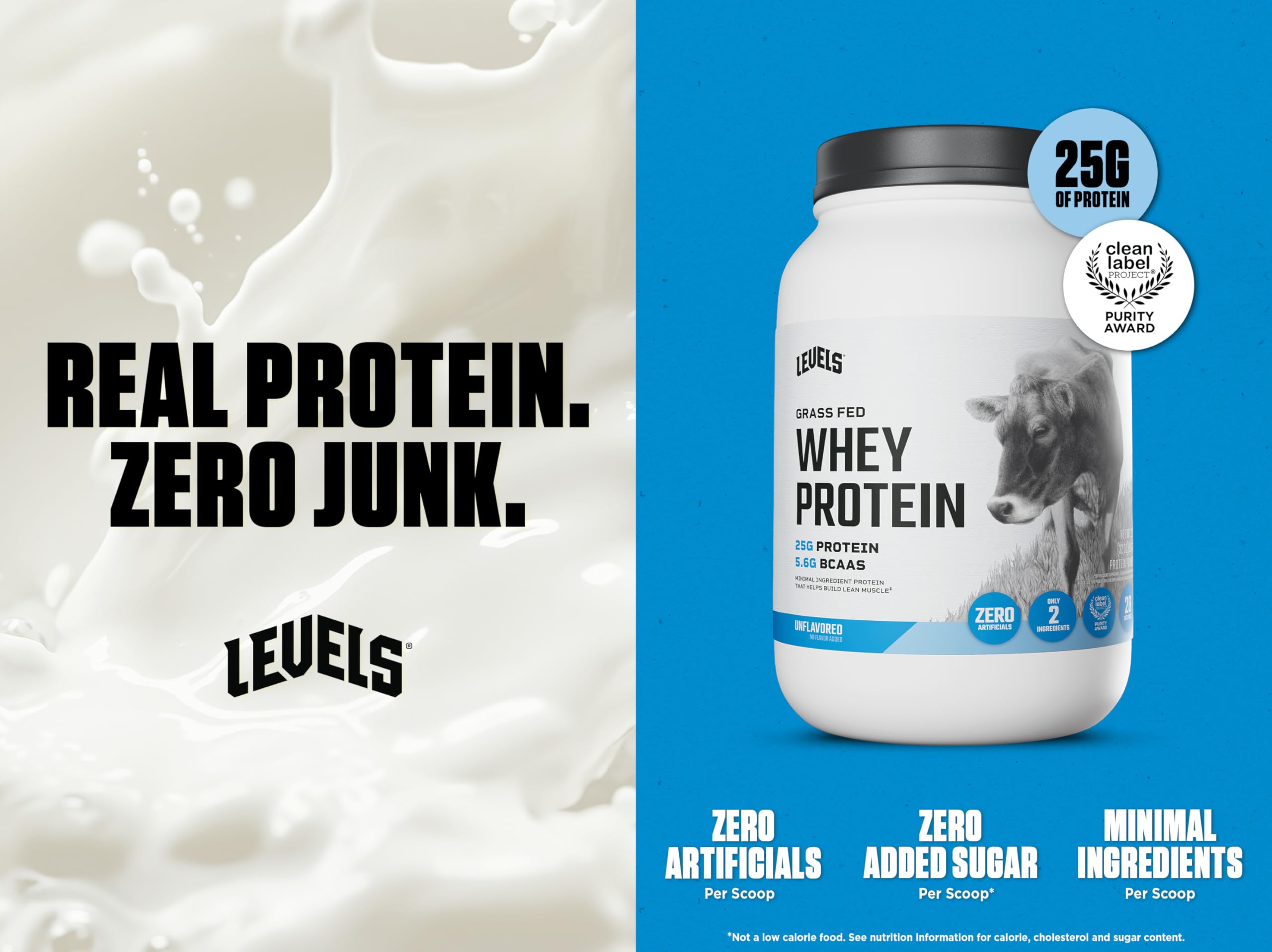 Levels Grass-Fed Whey dose-mesure indique 25 g de protéines par portion.
