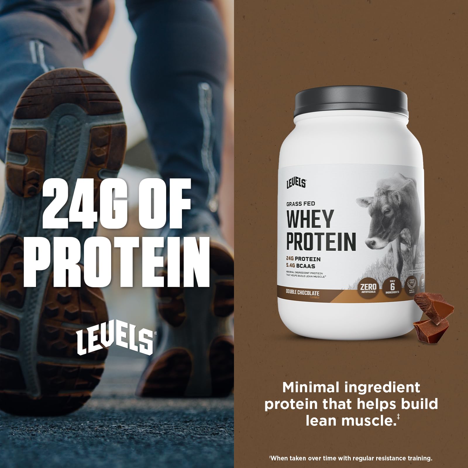 Mélange rapide dans un gobelet Levels Nutrition, préparation facile.