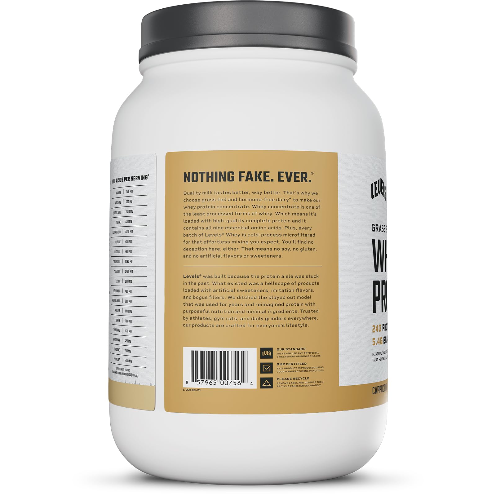Levels Nutrition protéine petit-lait fabriquée aux États-Unis avec traçabilité