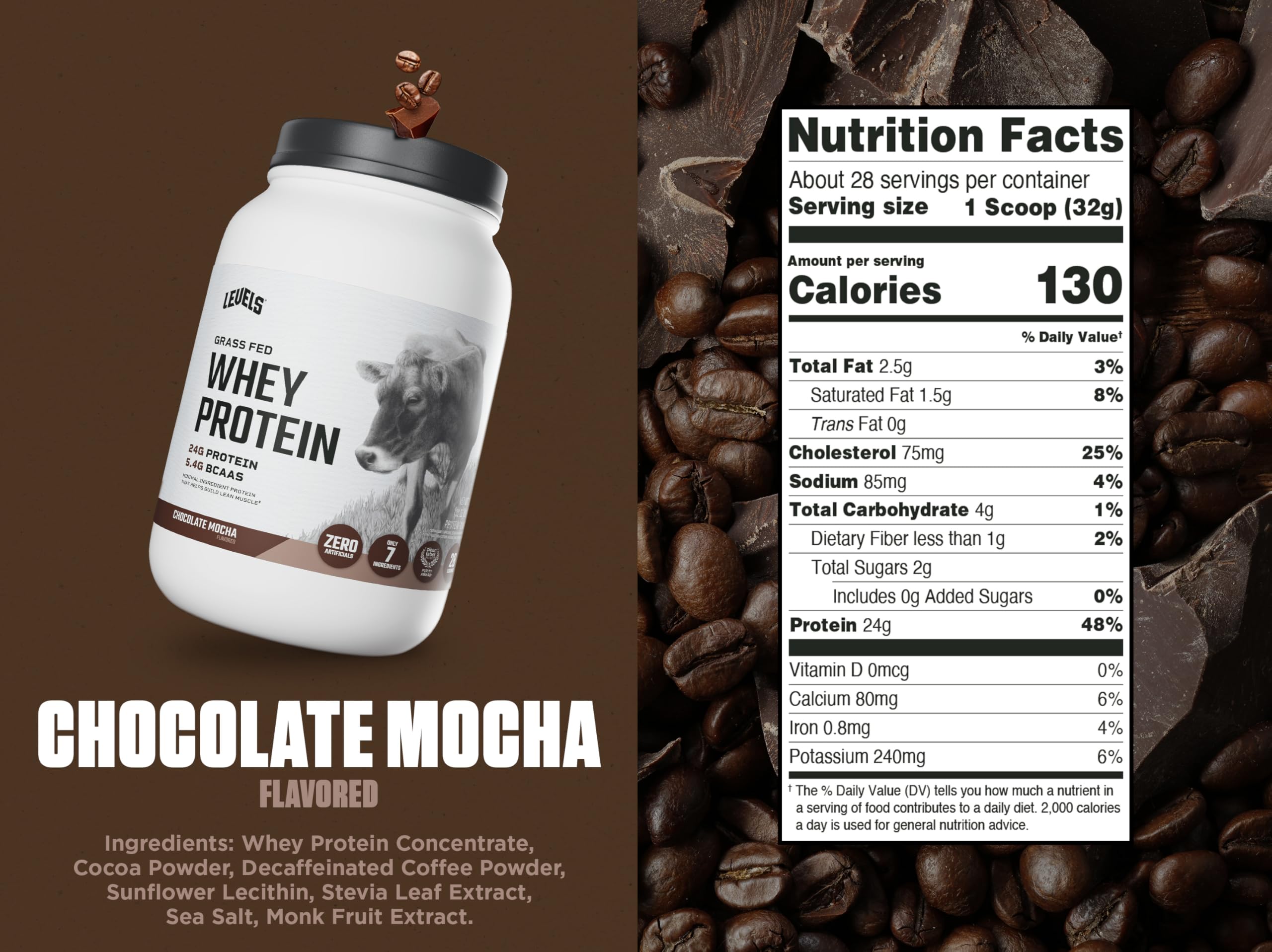 Levels Nutrition whey nourri a l herbe dose mesurée, facilite le dosage quotidien
