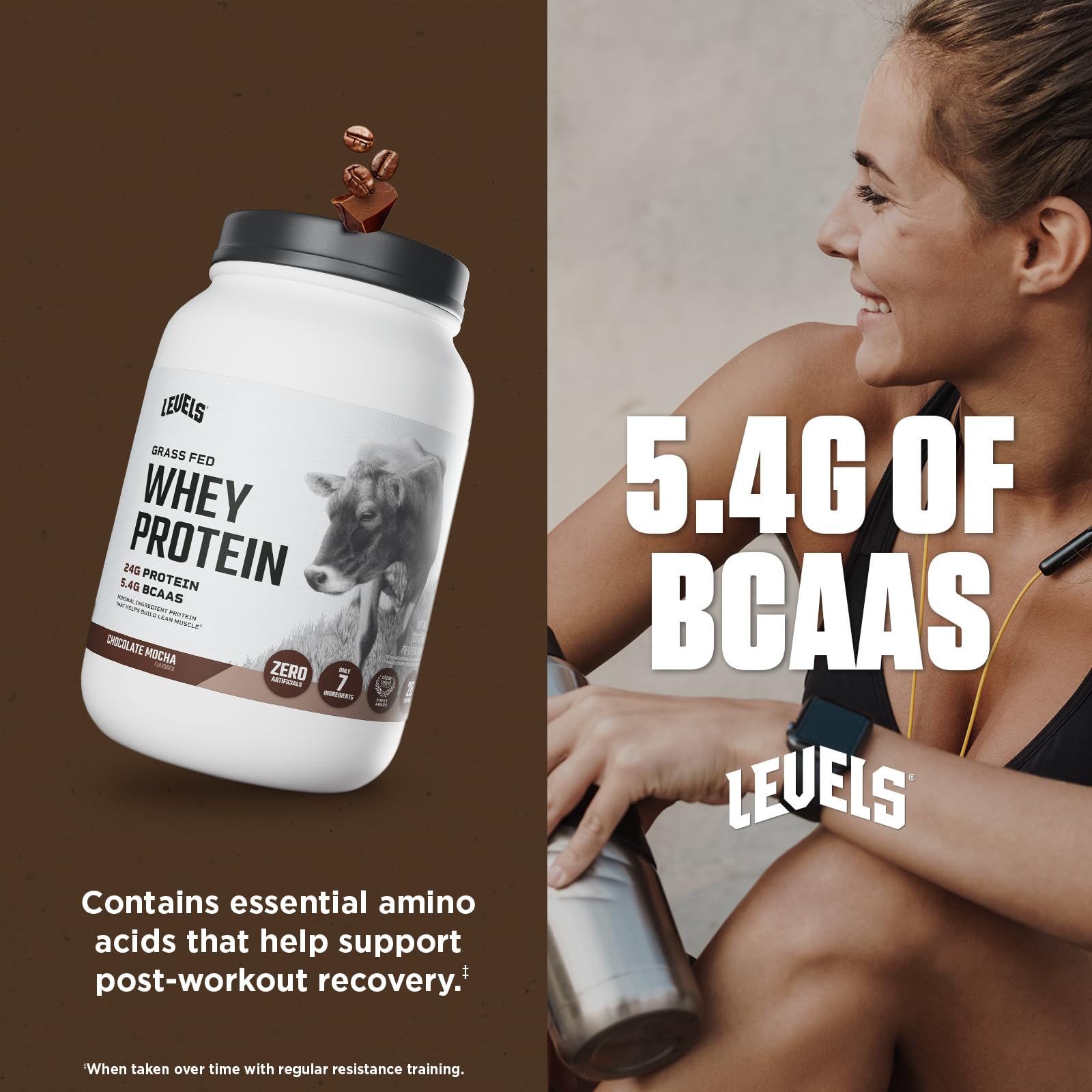 Levels Nutrition whey nourri a l herbe ingrédients naturels, aspect simple et sans artificiels