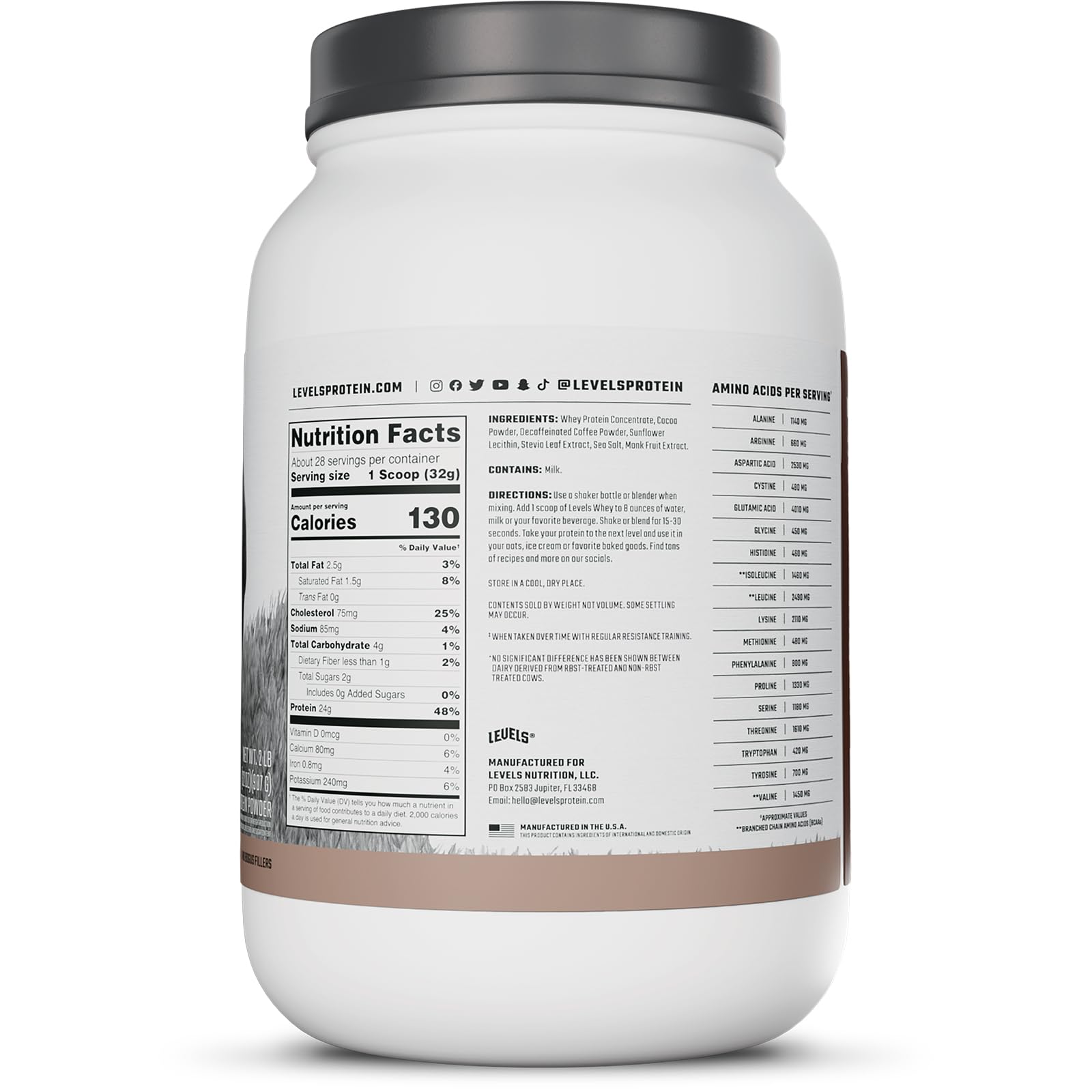 Levels Nutrition whey nourri a l herb e microfiltration froide, préserve les protéines et bioactivité