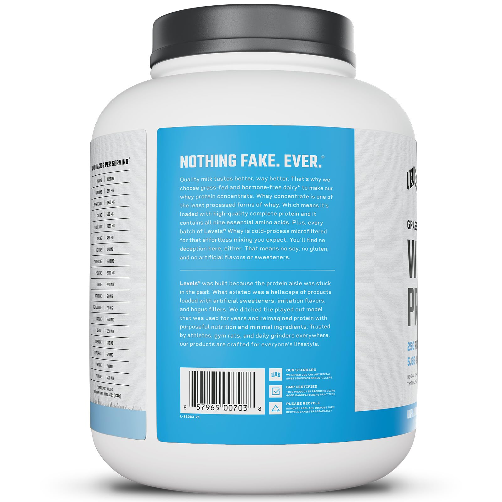 Levels Nutrition whey produit fabriqué aux États-Unis, traçabilité assurée