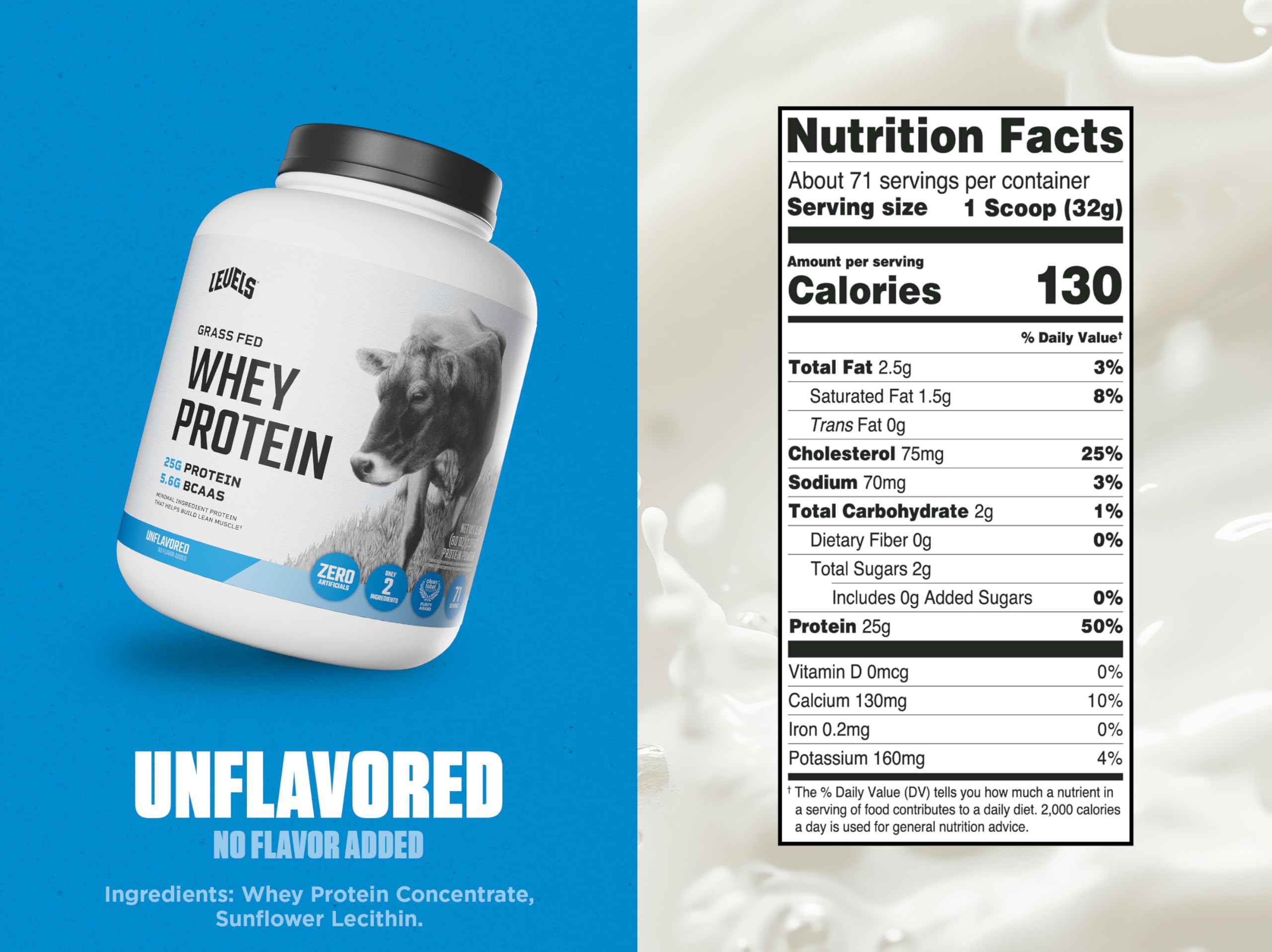 Levels Nutrition whey étiquette et flacon, fabrication fiable aux États-Unis