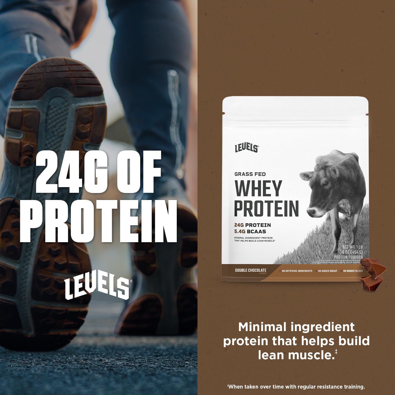 Levels Whey Protéine Double Chocolat – cacao riche pour une saveur naturelle.