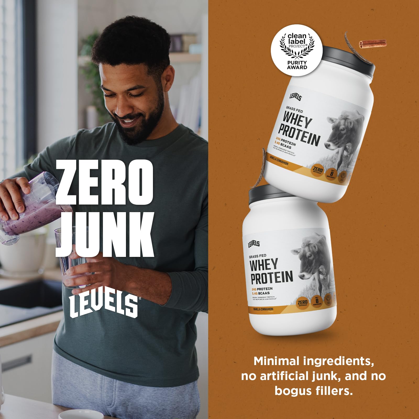 Goût Vanille Madagascar de Levels Whey Protéine avec cannelle et douceur naturelle.