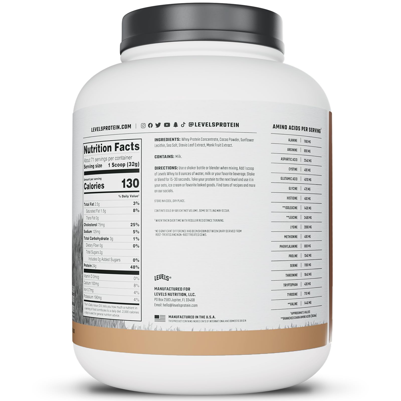 Levels Whey Protéine – sans additifs, option alimentaire propre.