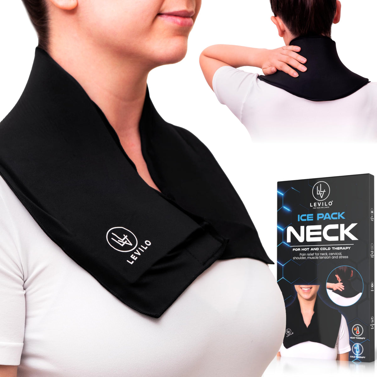 LEVILO pack-glace-cou-reutilisable : soulage les tensions cervicales et peut être porté confortablement.