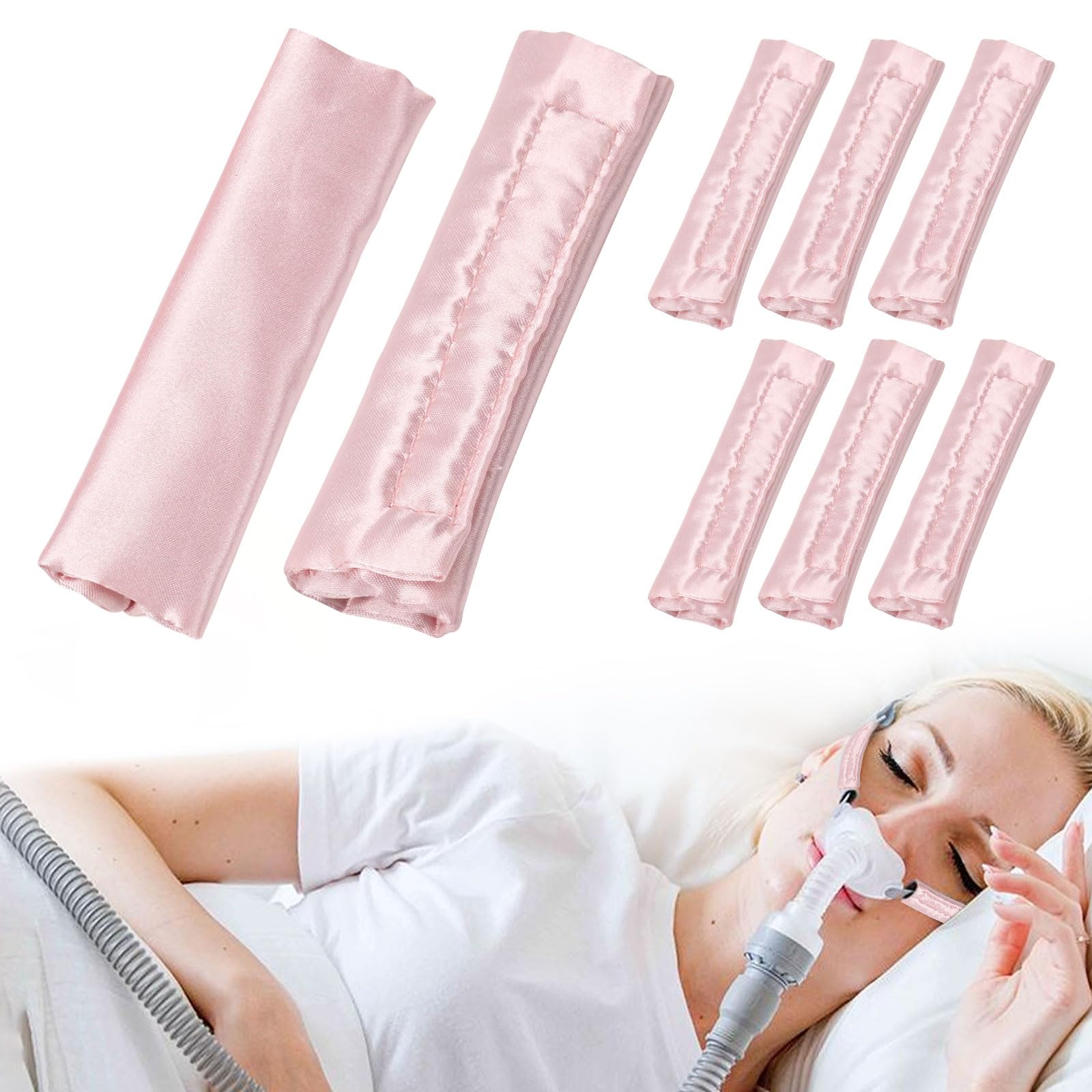 LEWEREST cache-sangle CPAP satin, pack huit pièces pour plus de confort sur plusieurs nuits.