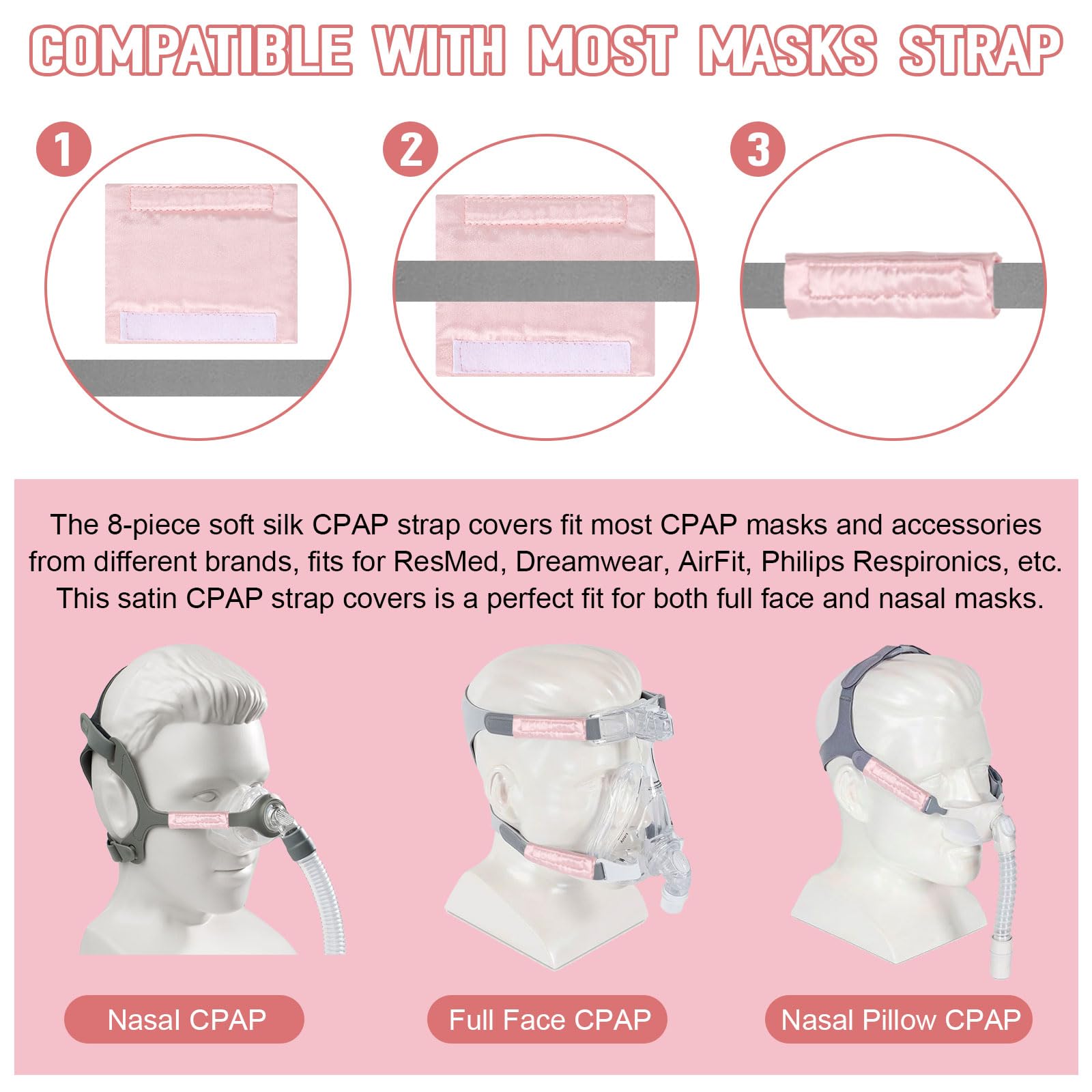LEWEREST cache-sangle CPAP avec Velcro réutilisable pour mise en place rapide.