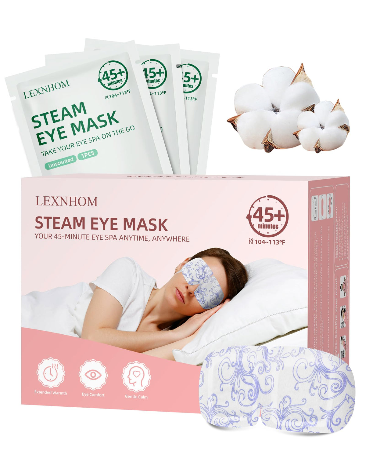 LEXNHOM masque yeux chauffant 24 paquets offre chaleur apaisante prolongée