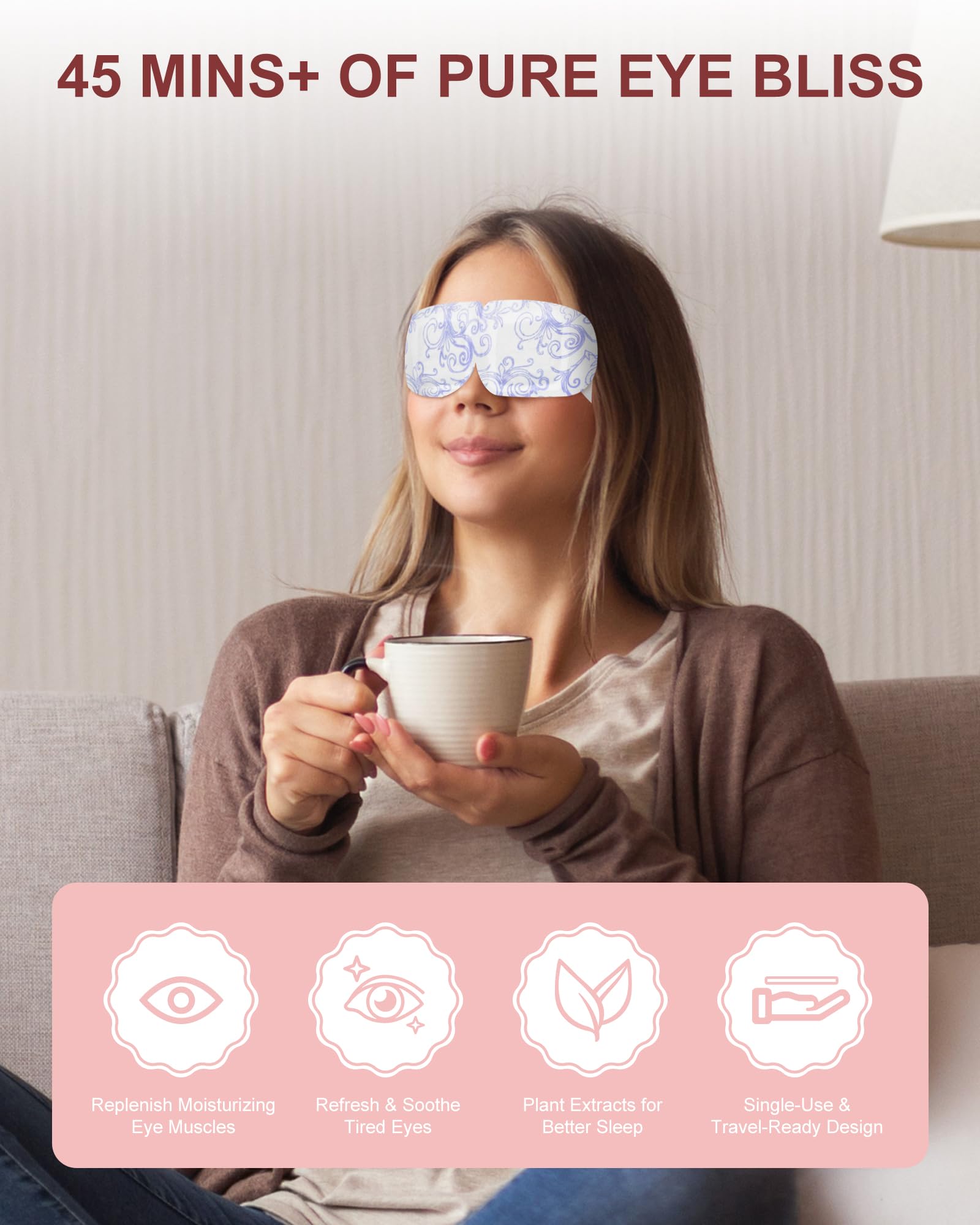 LEXNHOM masque yeux vapeur taille régulière, ajustement confortable