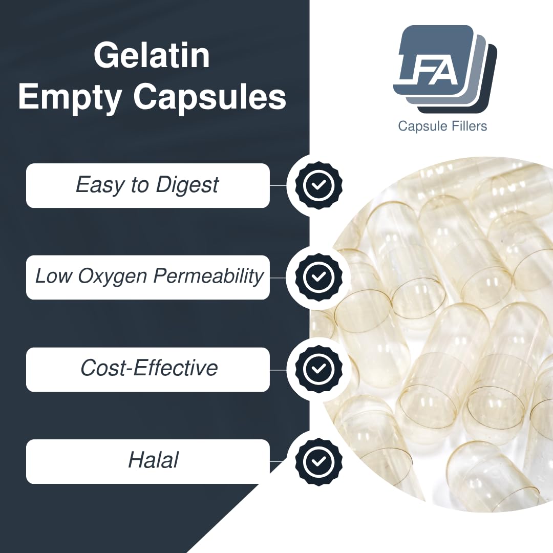 Capsules en gélatine de bœuf 500 unités, prêt à être remplies.