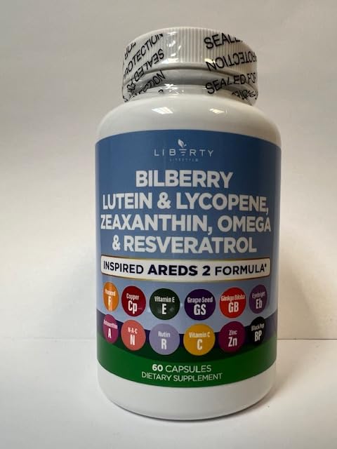 Liberty Lifestyle: flacon AREDS 2 tout-en-un pour la santé oculaire.