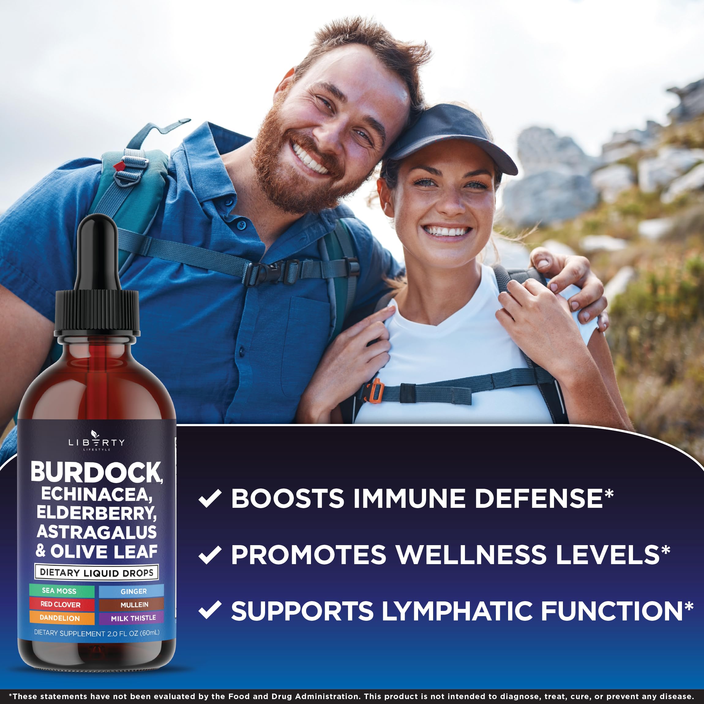 Liberty Lifestyle gouttes echinacee, flacon compact, soutien potentiel des defenses naturelles.