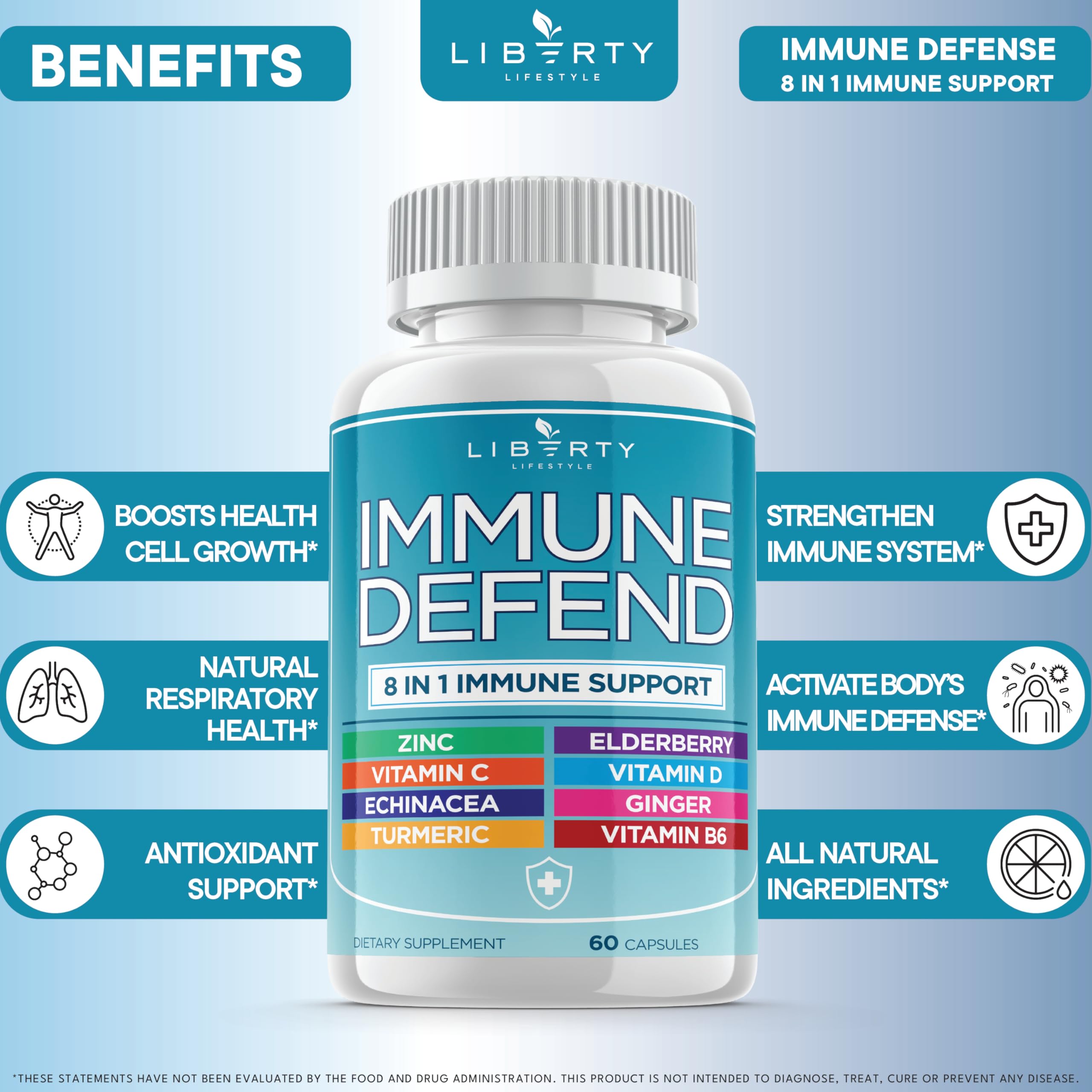 Liberty Lifestyle Immunité 8 en 1 – flacon Vitamine D 5000 UI, bien-être au quotidien