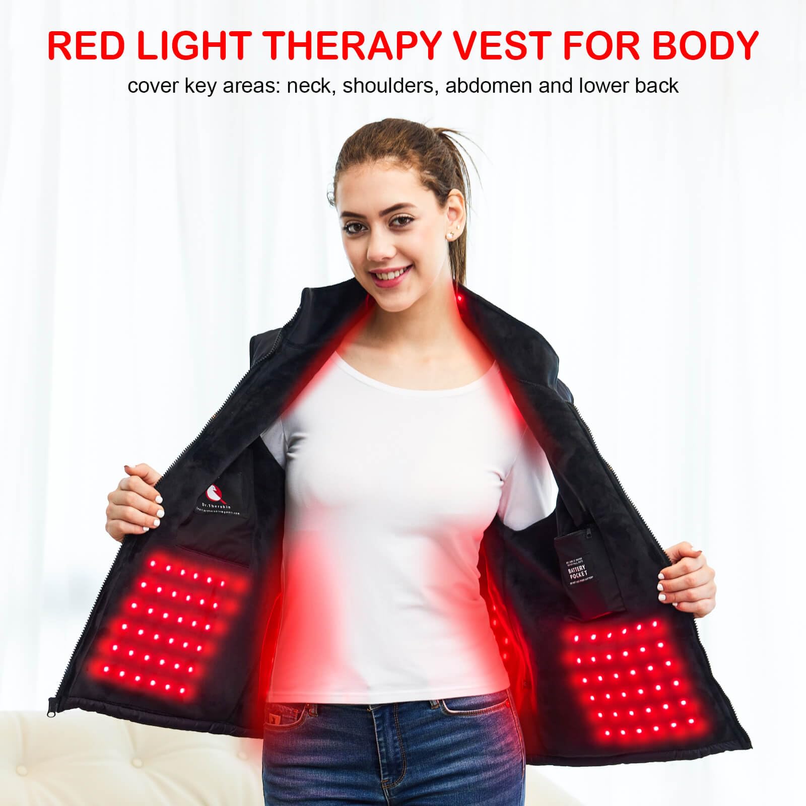 Licinwing gilet lumière rouge – abdomen: cible les zones sensibles pour le confort quotidien.